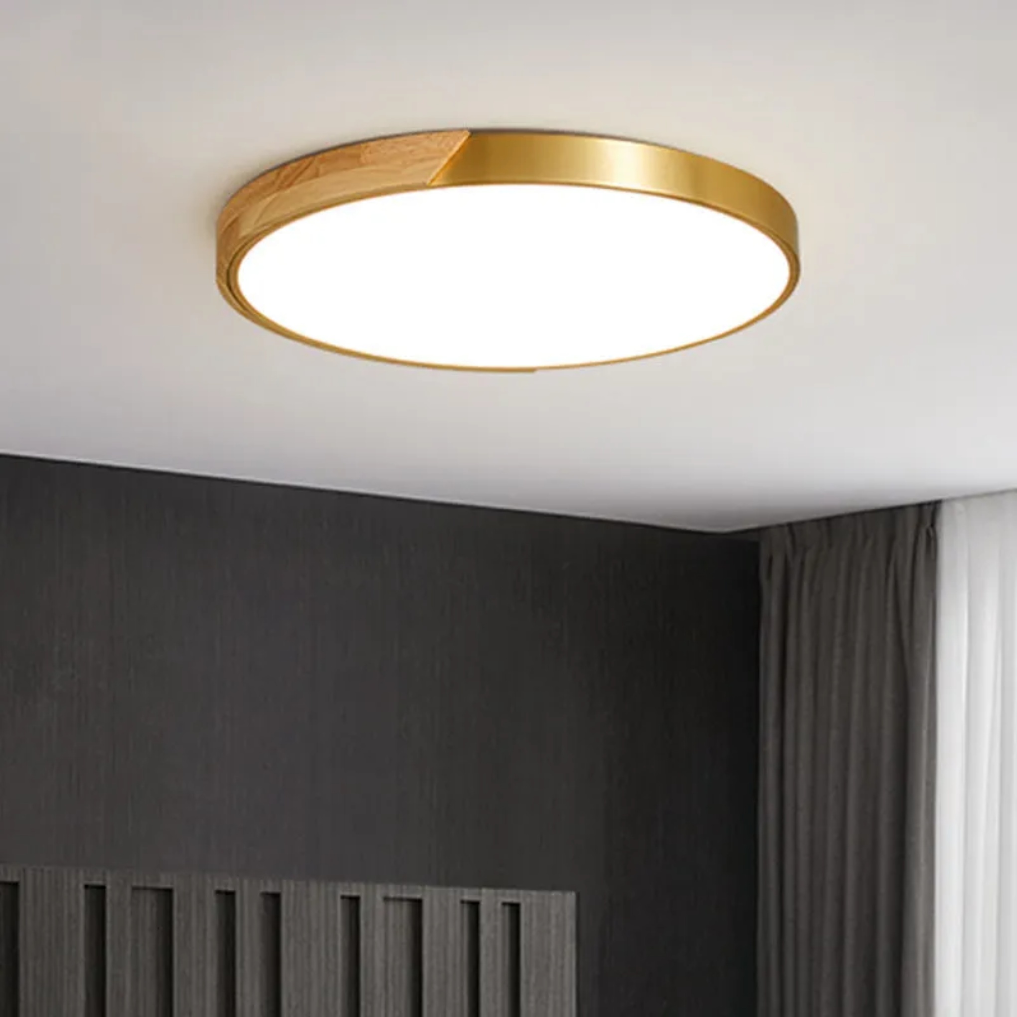 Lighom luxury round copper flush mount lighting — 11.81" W x 1.57" H / 110V-120V (US/CA)