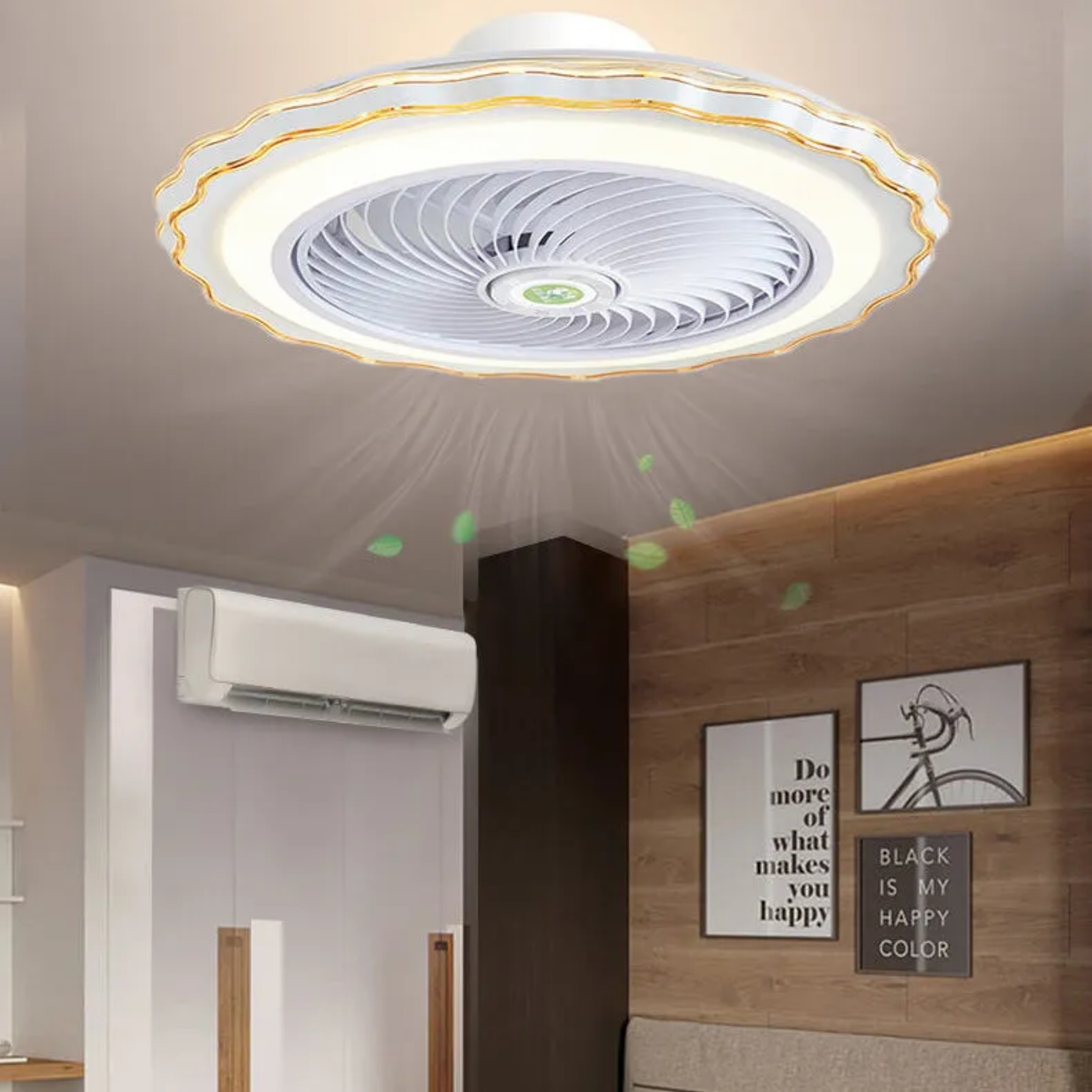 White acrylic flower round ceiling fans - creative — Dimmable with Remote / 110V-120V (US/CA