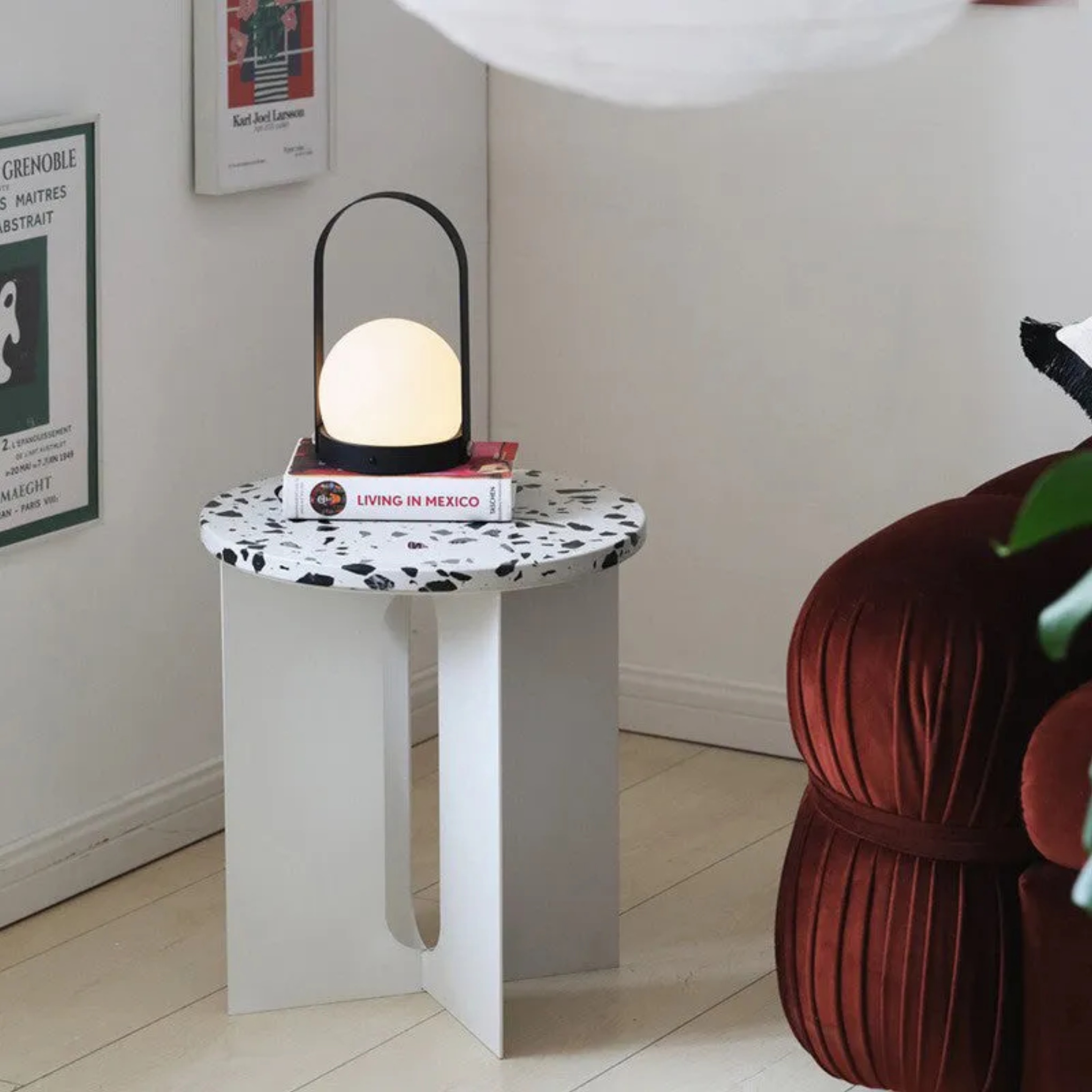 White steel round terrazzo coffee tables - luxury