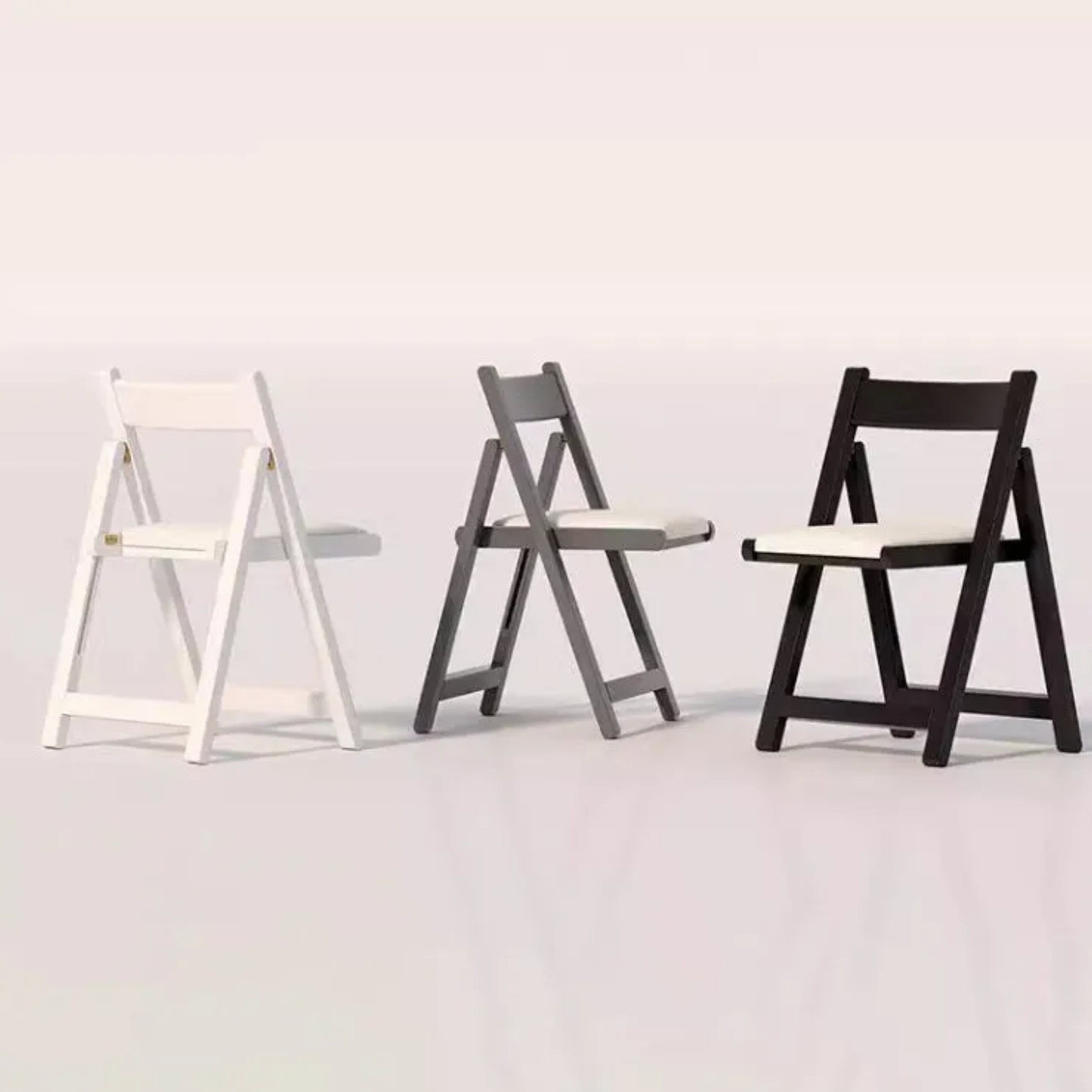 Lighom minimalist rubber foldable wood dining chairs & benches — Faux Leather / Gray / White Seat