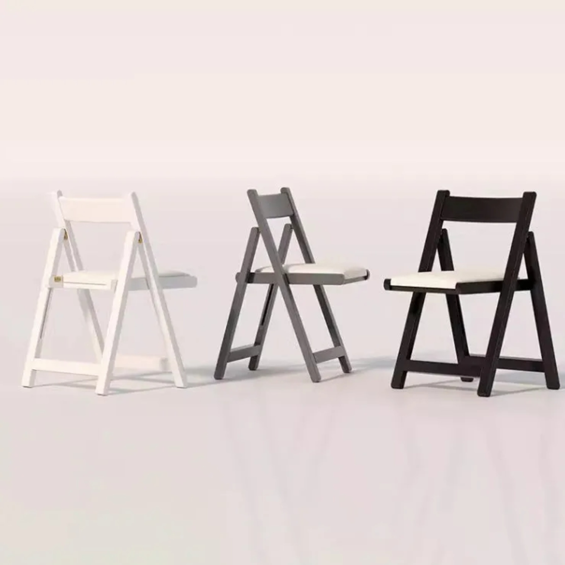Lighom minimalist rubber foldable wood dining chairs & benches — Faux Leather / Gray / White Seat