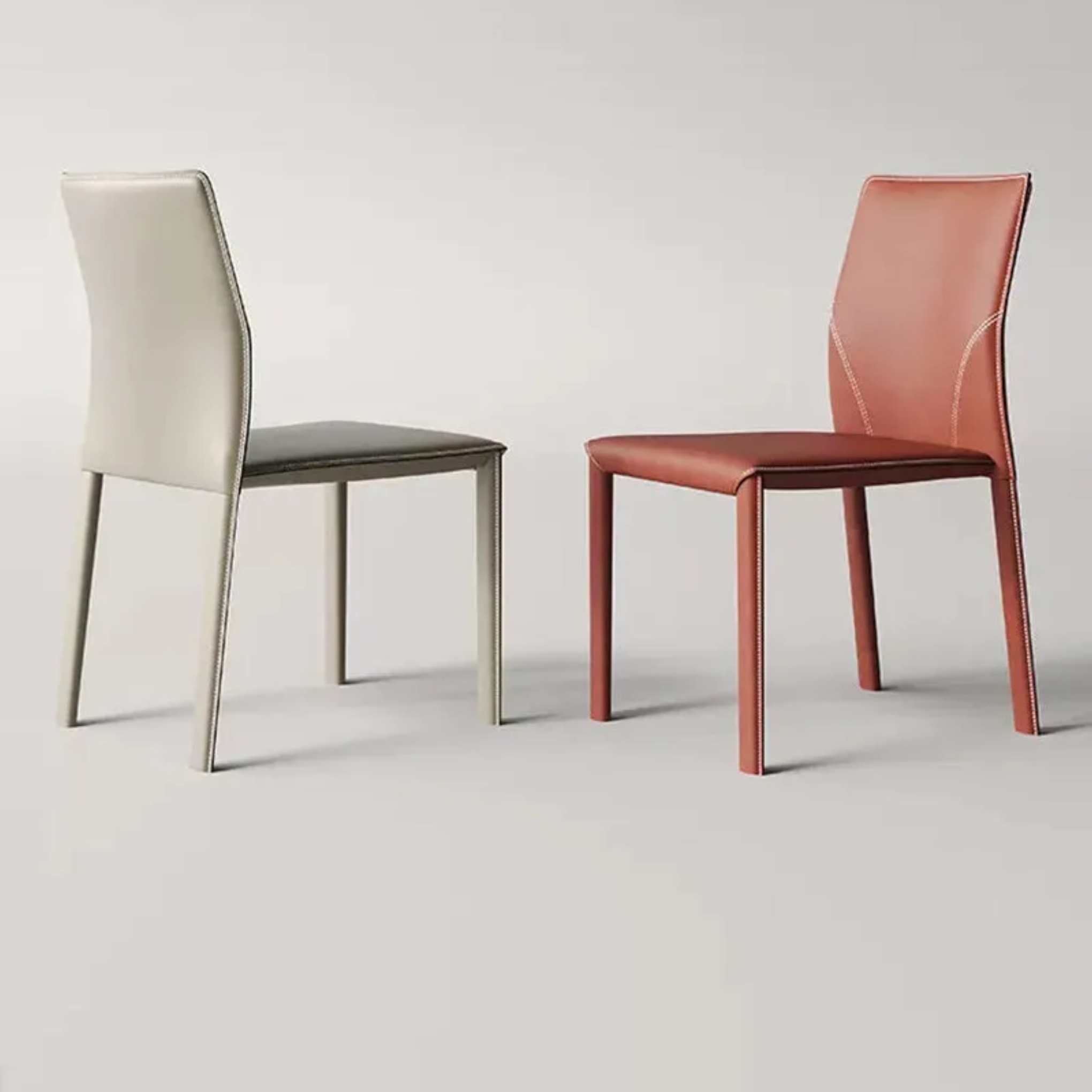Luxury saddle carbon leather dining chairs & benches — Dark Gray