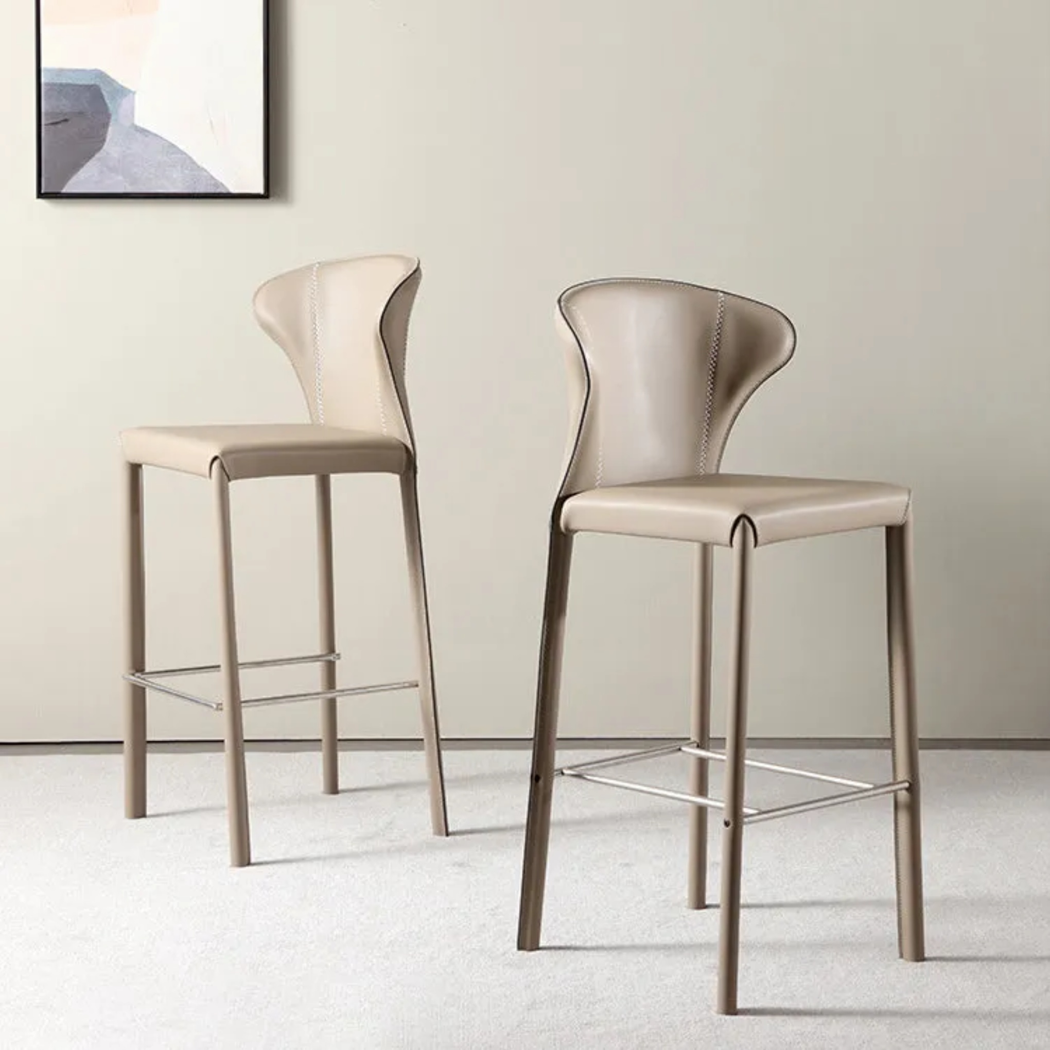 Gold luxury saddle bar & counter stools