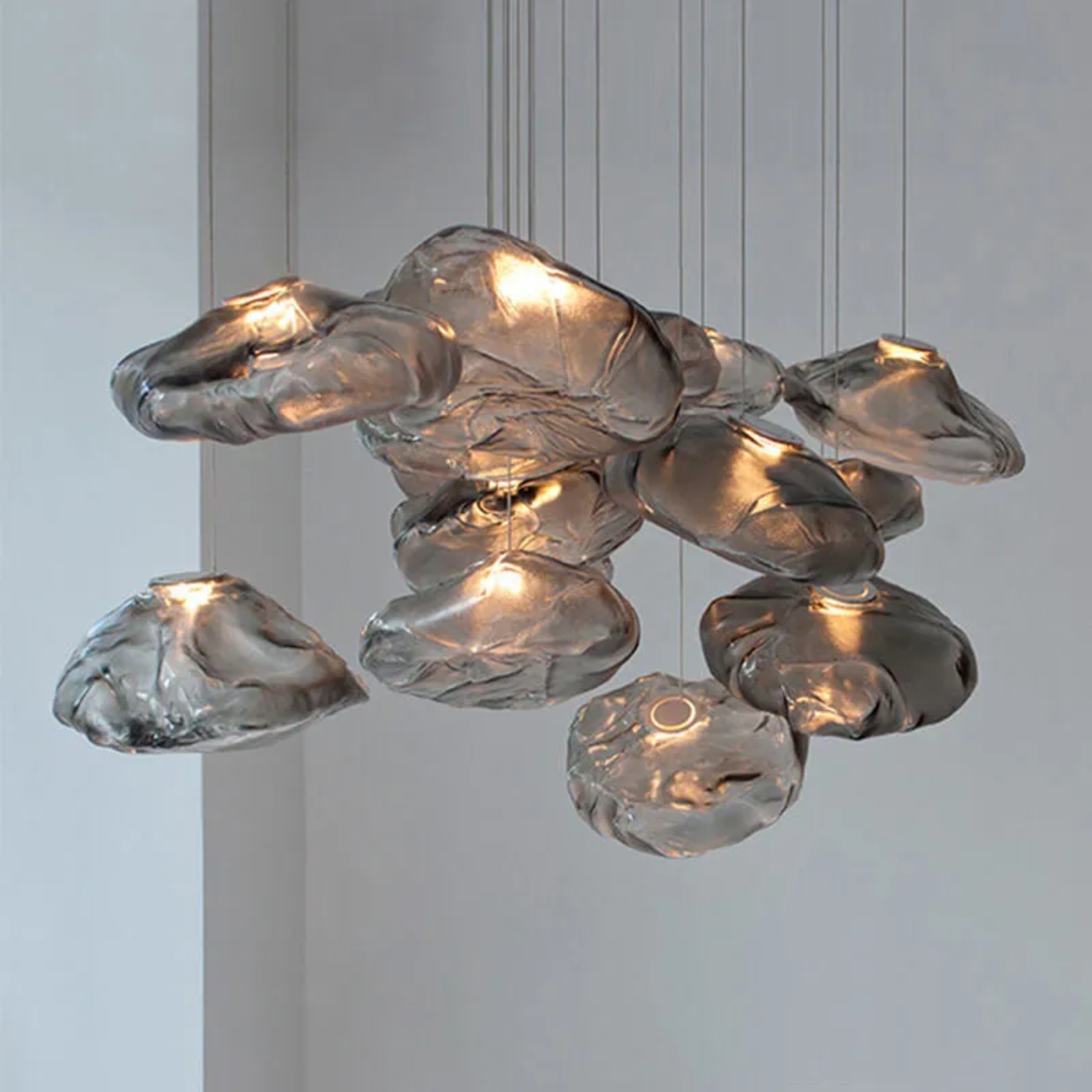 Modern shaped cloud gray pendant lighting, Lighom — 7.87" W x 59.06" L / Clear / 110V-120V (US/CA)