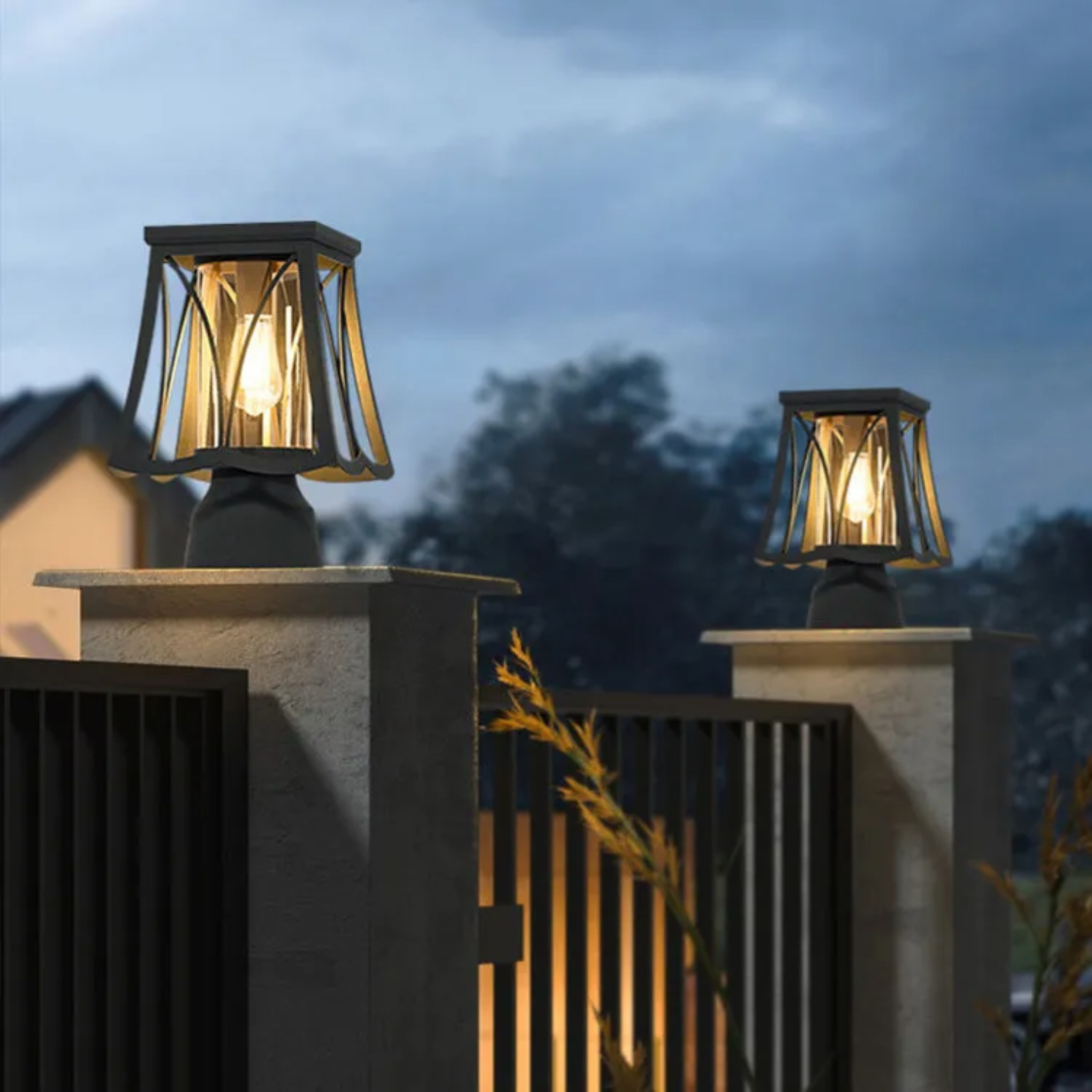Lighom minimalist column black landscape lighting in steel glass