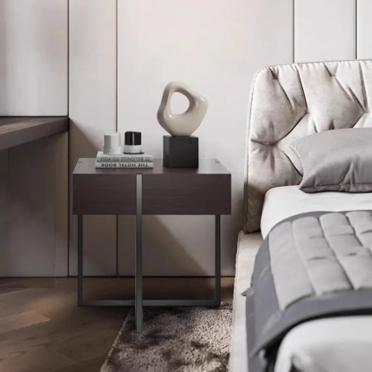 Wood minimalist 2-drawer rectangular nightstands