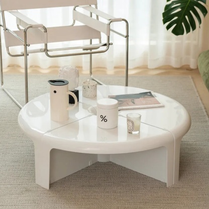 Lighom minimalist splicing 4-tier white coffee tables