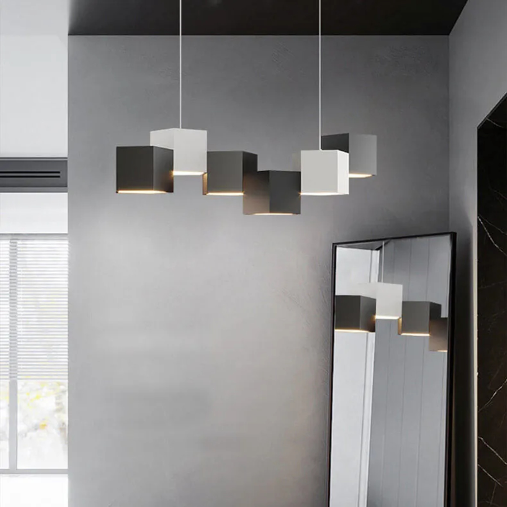 Oak creative square geometric chandeliers — Warm White (3000K) / Brushed Gold / 110V-120V (US/CA)