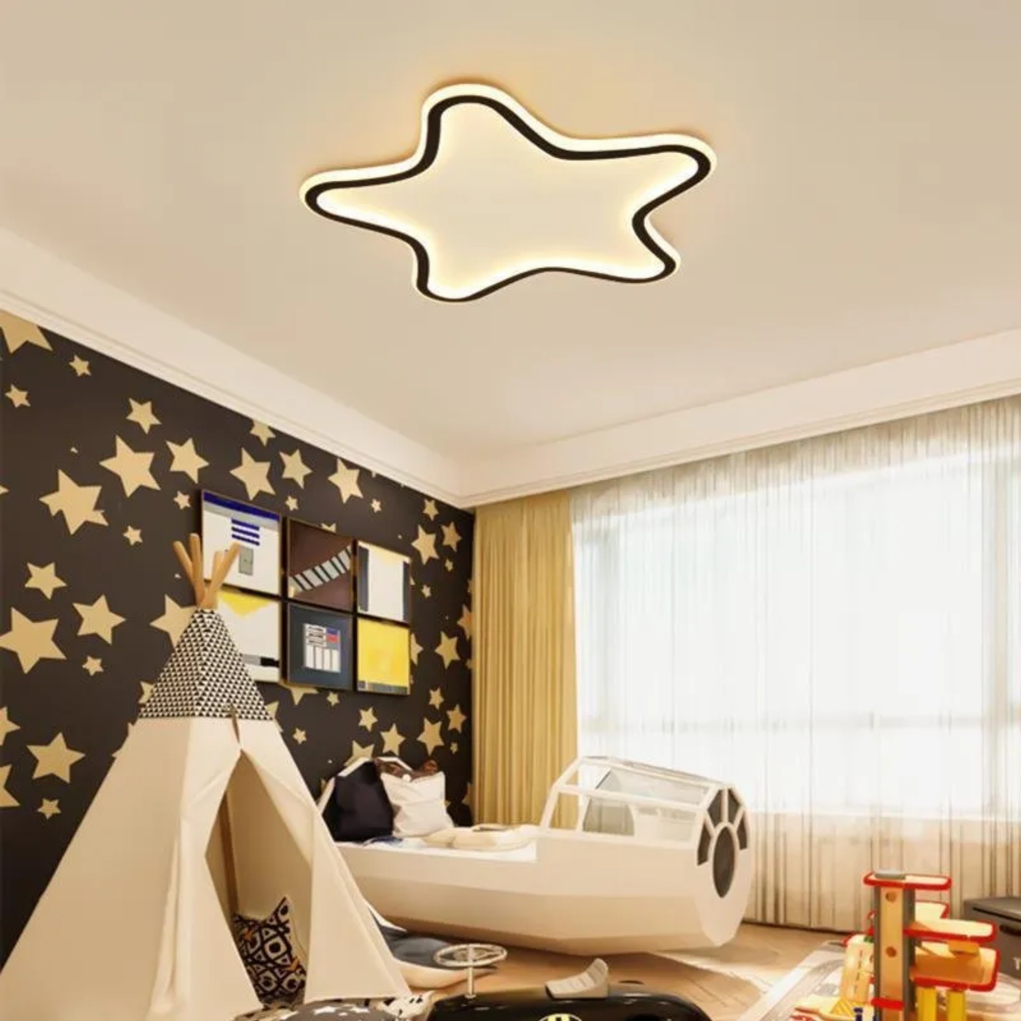 Modern starfish black synthetic flush mount lighting, Lighom — Cool White (6000K)
