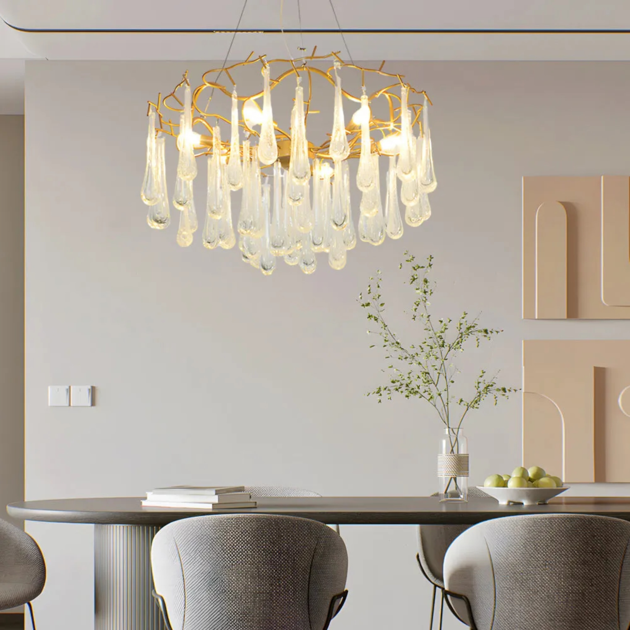 Modern tree bubble white crystal glass metal chandeliers