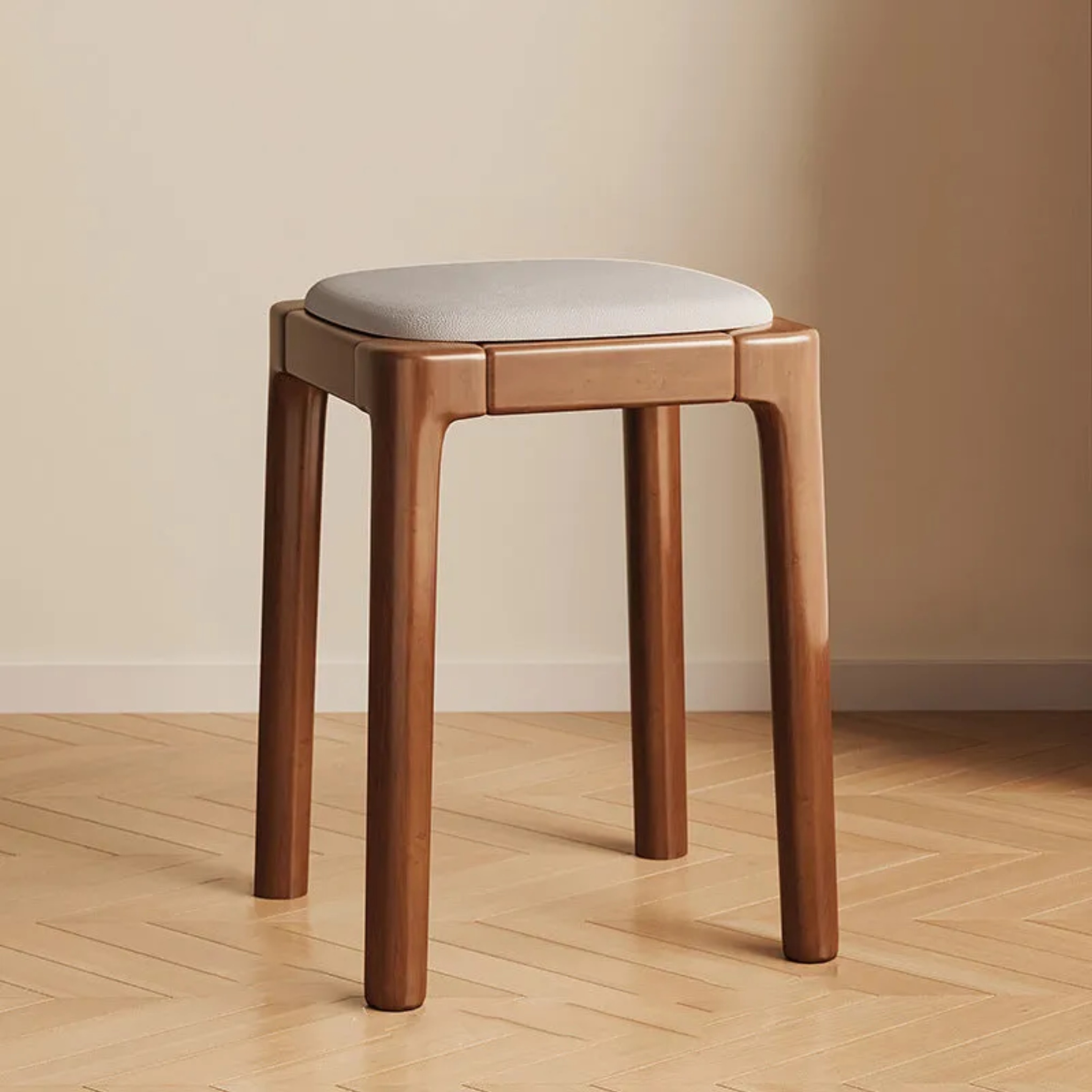 Minimalist backless vanity gray vanity stools, Lighom — Walnut