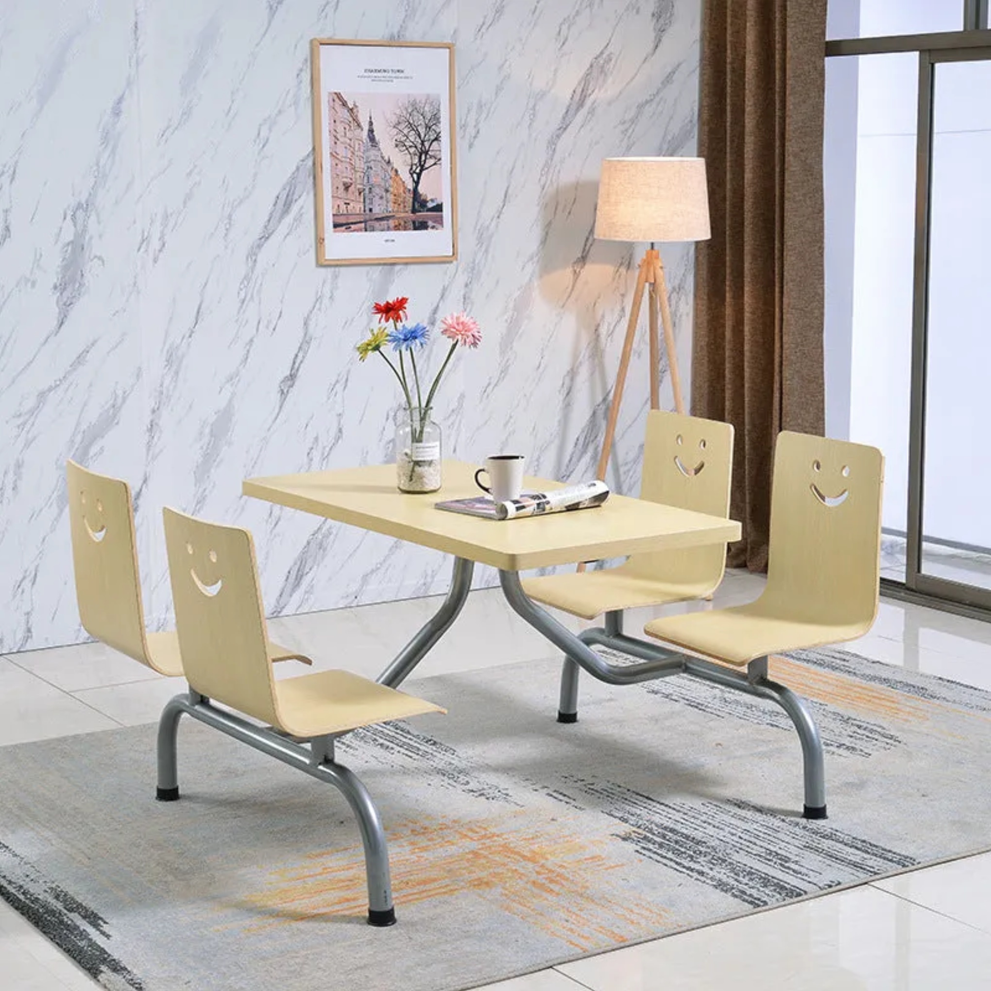 Smile one-piece wood dining chairs & benches for kitchen