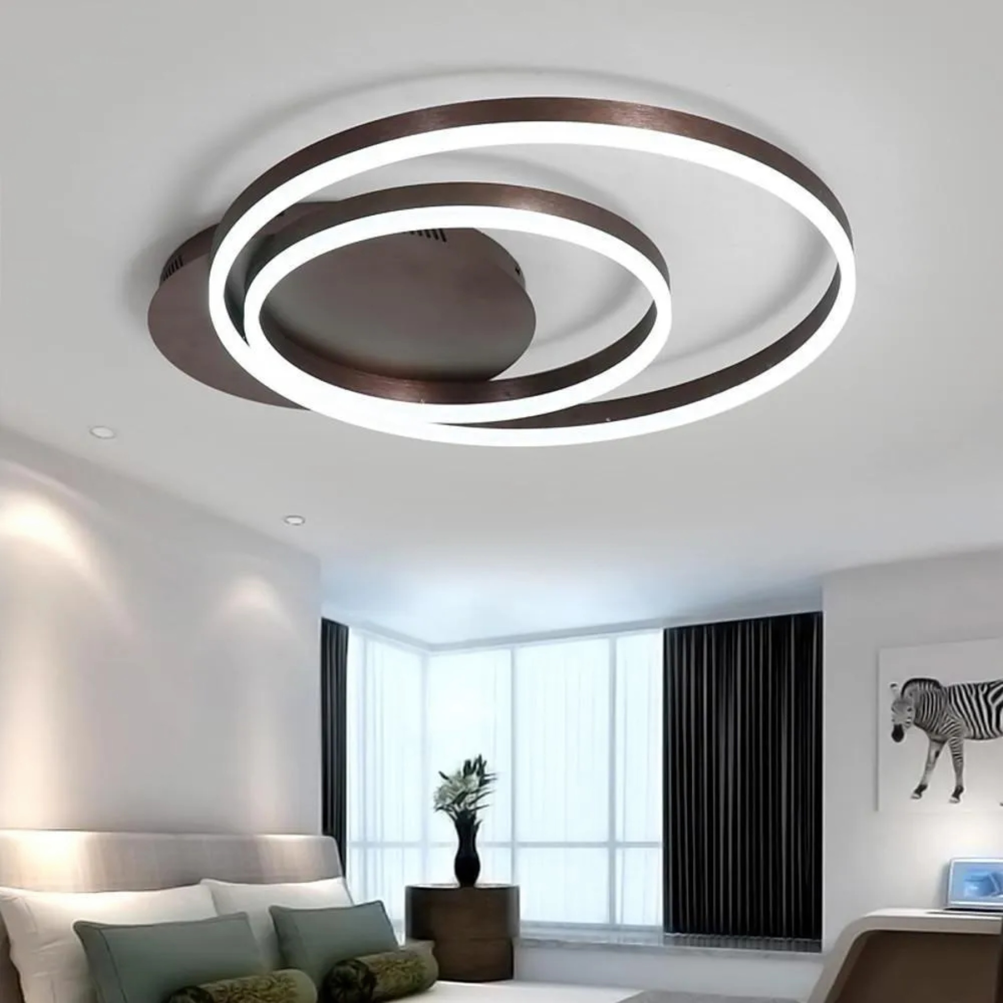 Modern multi-circle white semi-flush mount light — Warm White (3000K)
