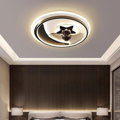 Black synthetic multi-circle ceiling fans - modern — Cool White (6000K) / White