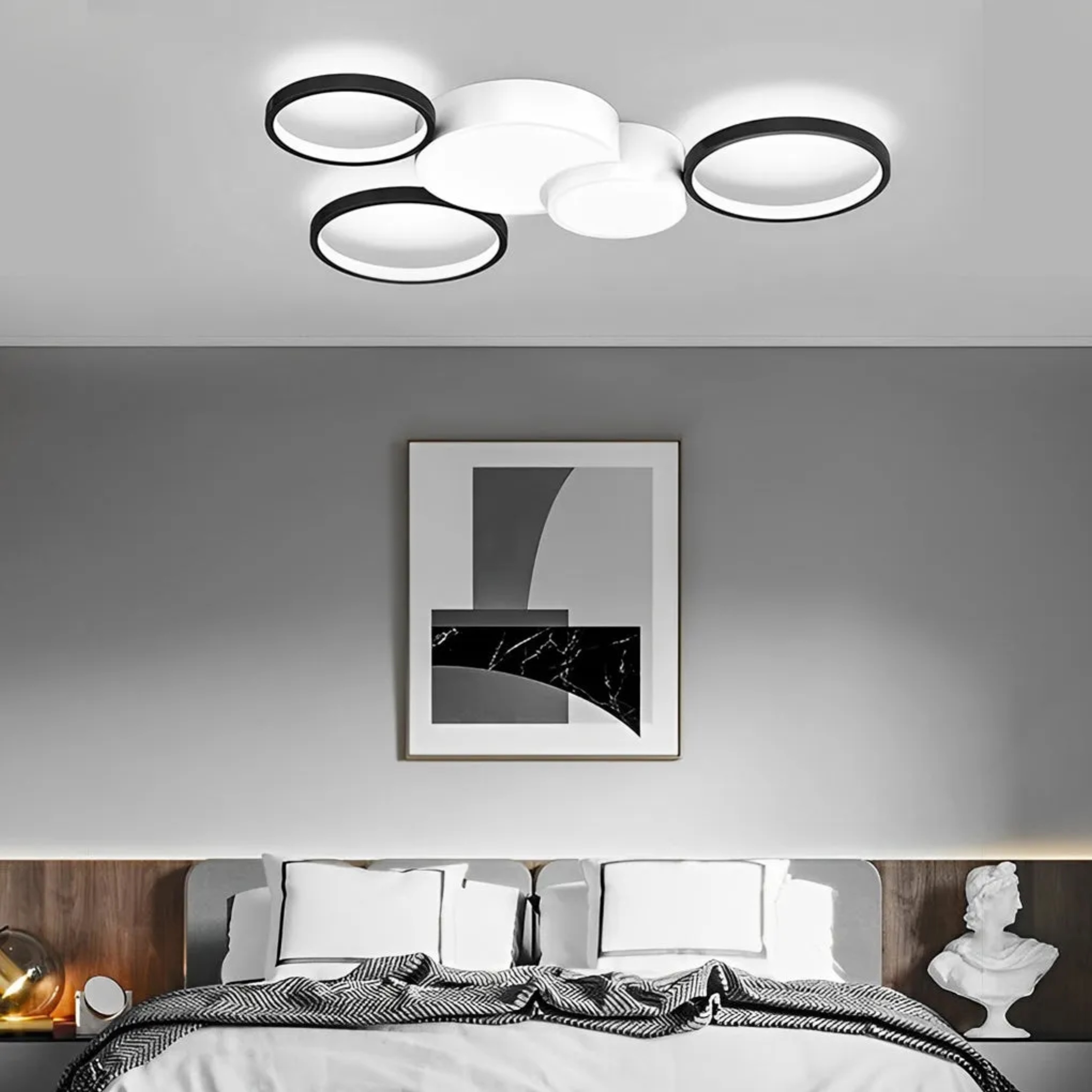 Nordic multi-circle synthetic flush mount lighting — Warm White (3000K) / 5-Light
