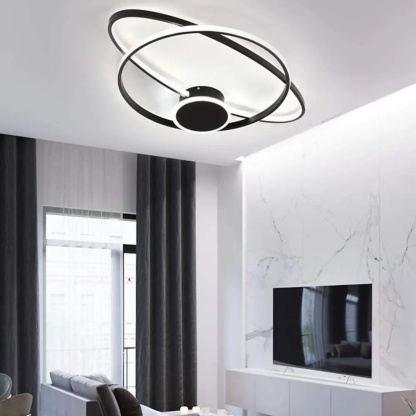 White synthetic multi-oval flush mount lighting — Warm White (3000K)