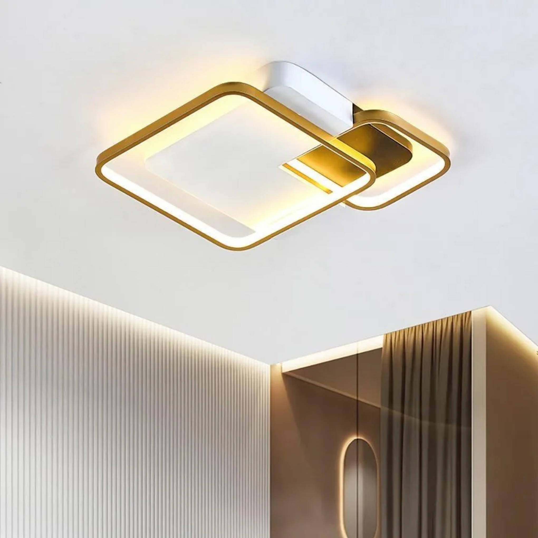 Nordic multi-square circular semi-flush mount light in synthetic — Warm White (3000K)
