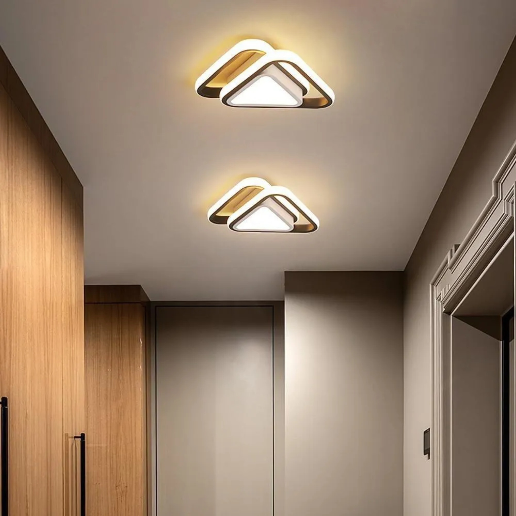 Yellow multi-triangular geometric flush mount lighting — Warm White (3000K)