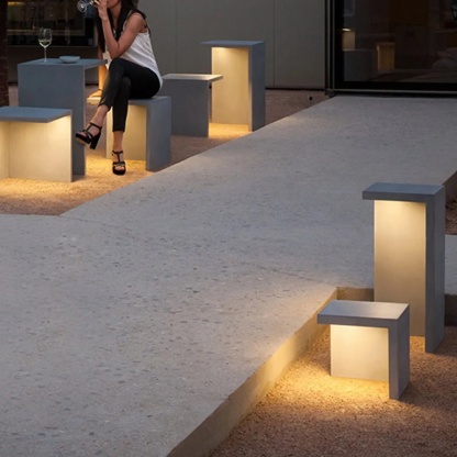 Industrial multifunction square white metal landscape lighting, Lighom — 9.8"X9.8"X9.8"