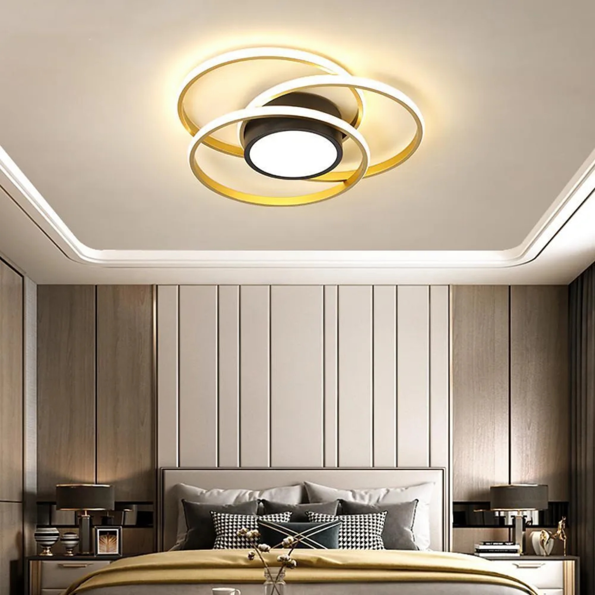 Modern multiple abstract white semi-flush mount light — Warm White (3000K)