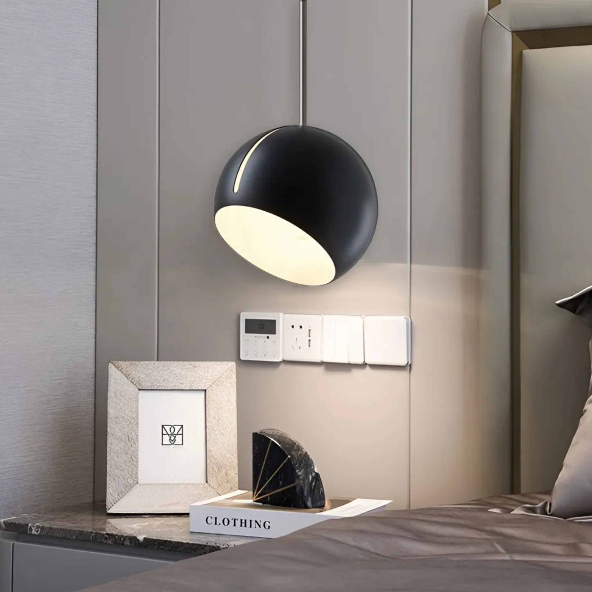 Black metal ball-shaped pendant lighting - modern — Matte Black