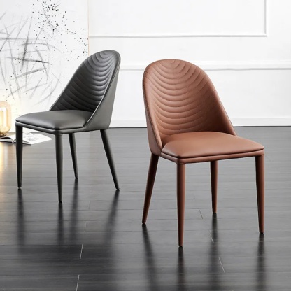 Nordic rectangular arched dining chairs & benches in leather — Black