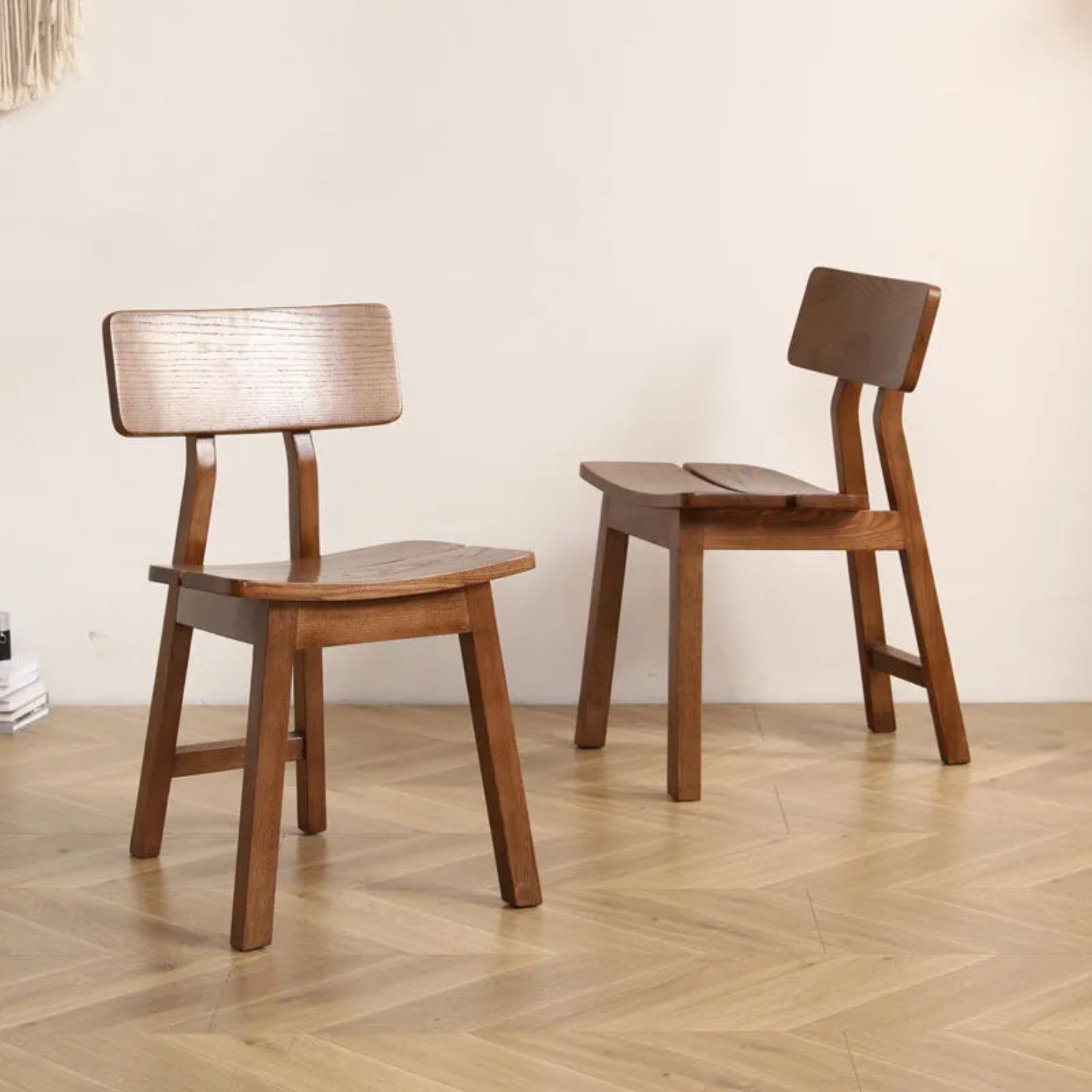 Ash rectangular wood dining chairs & benches for living room