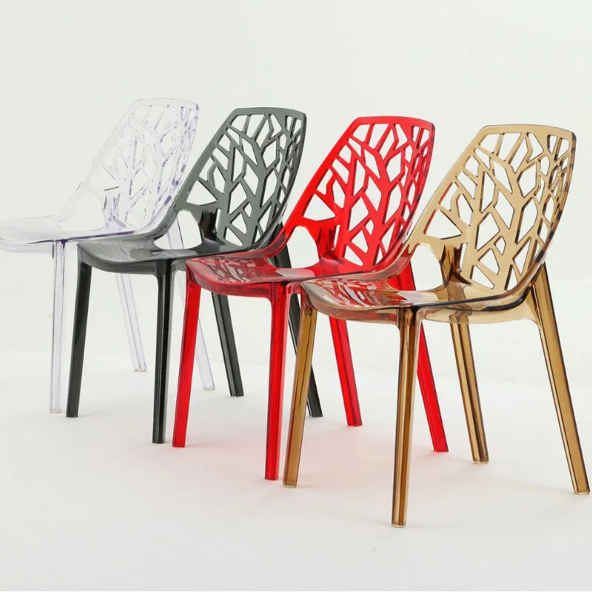 Lighom nordic curved openwork red dining chairs & benches — Amber