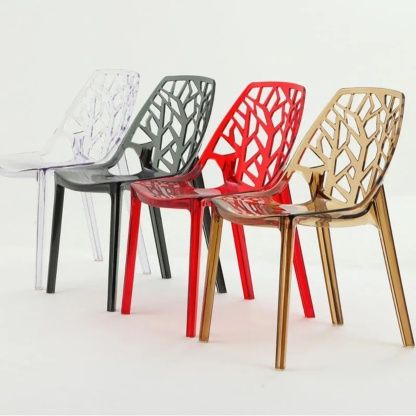 Lighom nordic curved openwork red dining chairs & benches — Amber