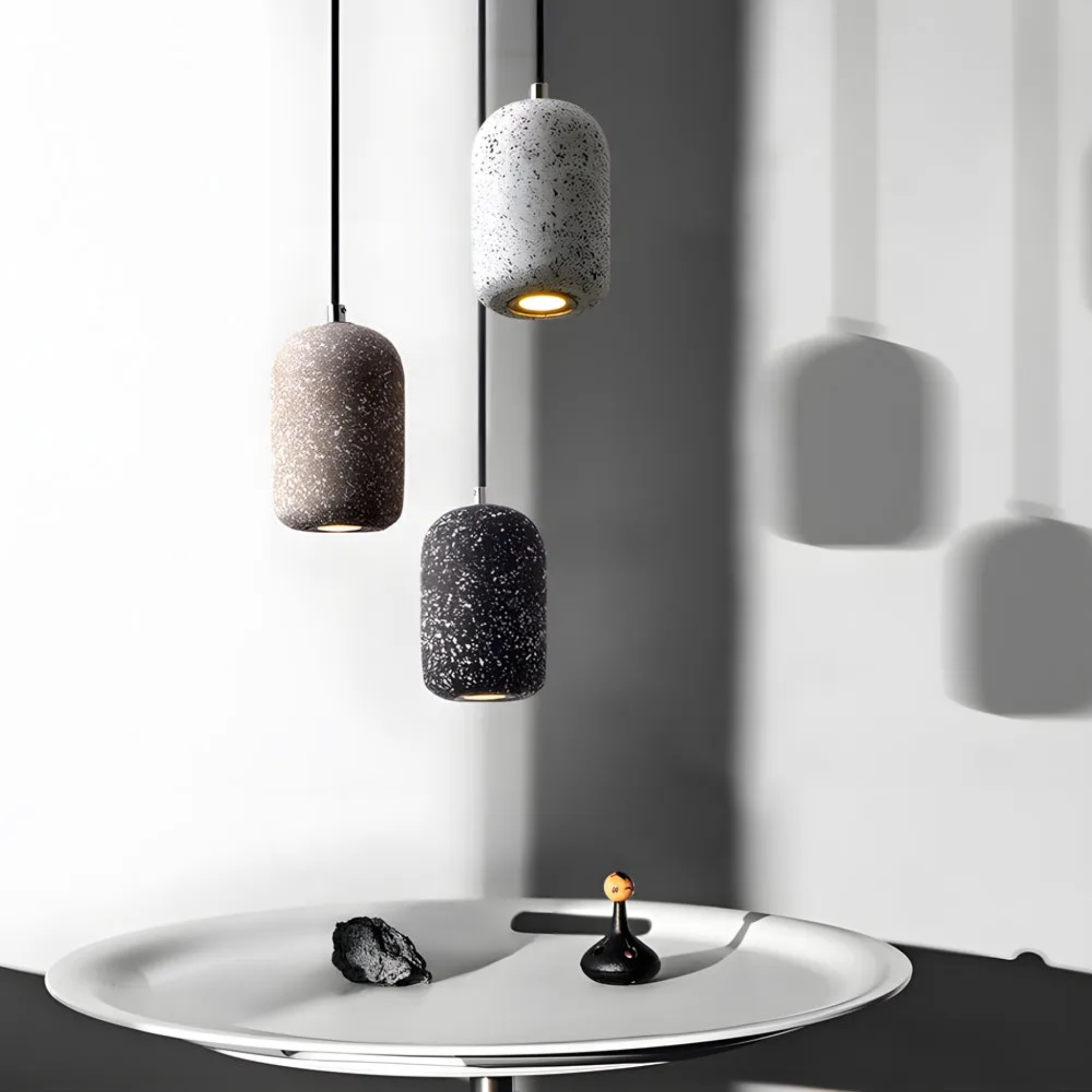 Modern cylinder island white cement pendant lighting