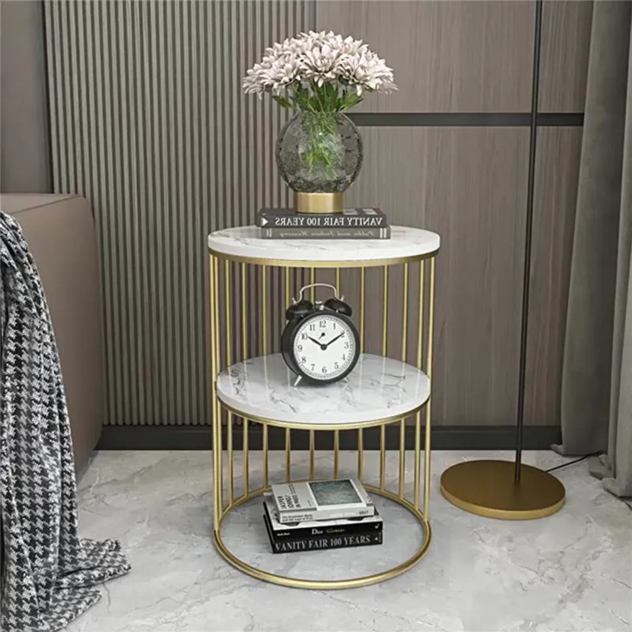 Nordic 3-tier cylinder wood end & side tables