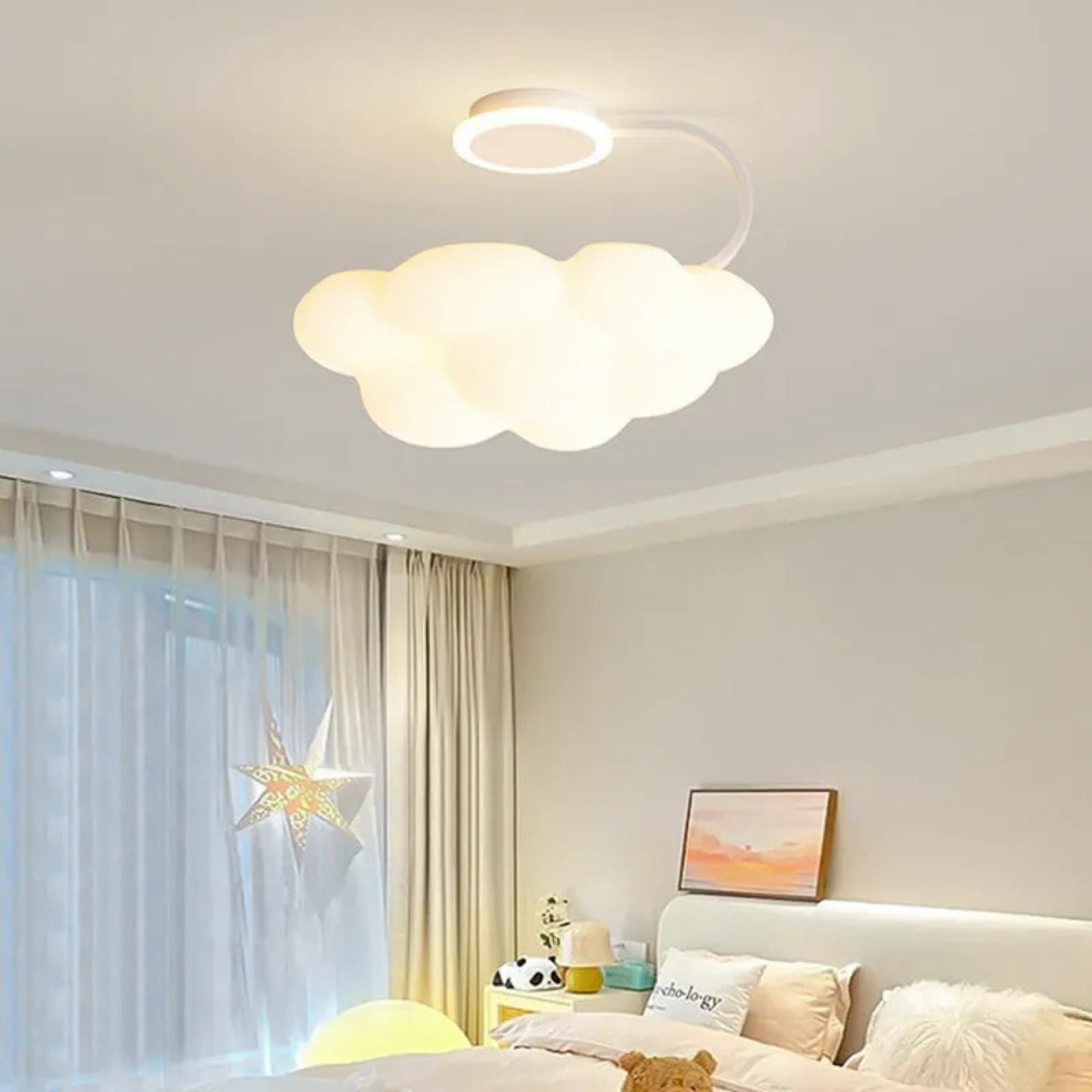 Nordic cloud dome semi-flush mount light in iron — Small (12"H / 110V-120V (US/CA)