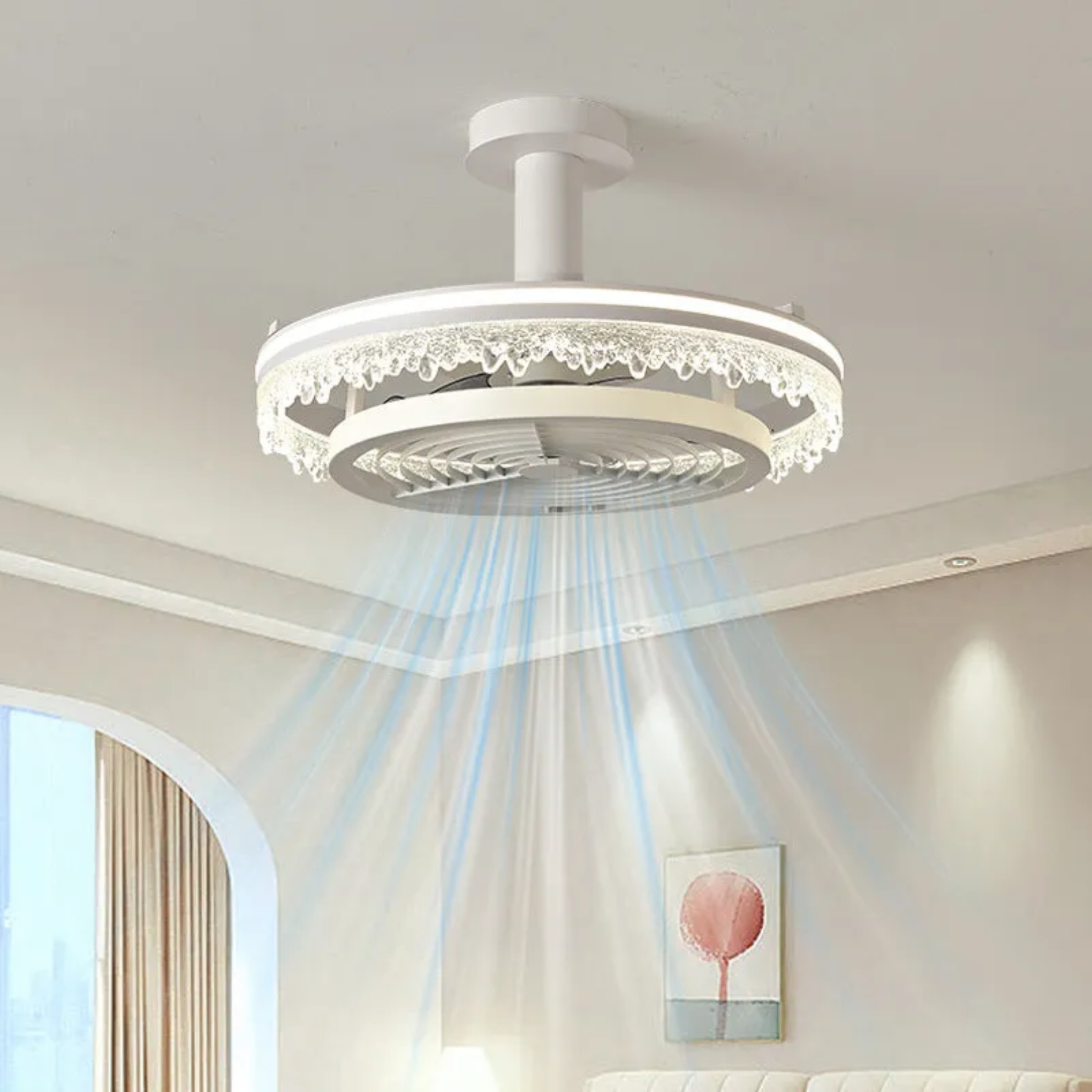 Ice dome acrylic ceiling fans for bathroom — White / 110V-120V (US/CA)