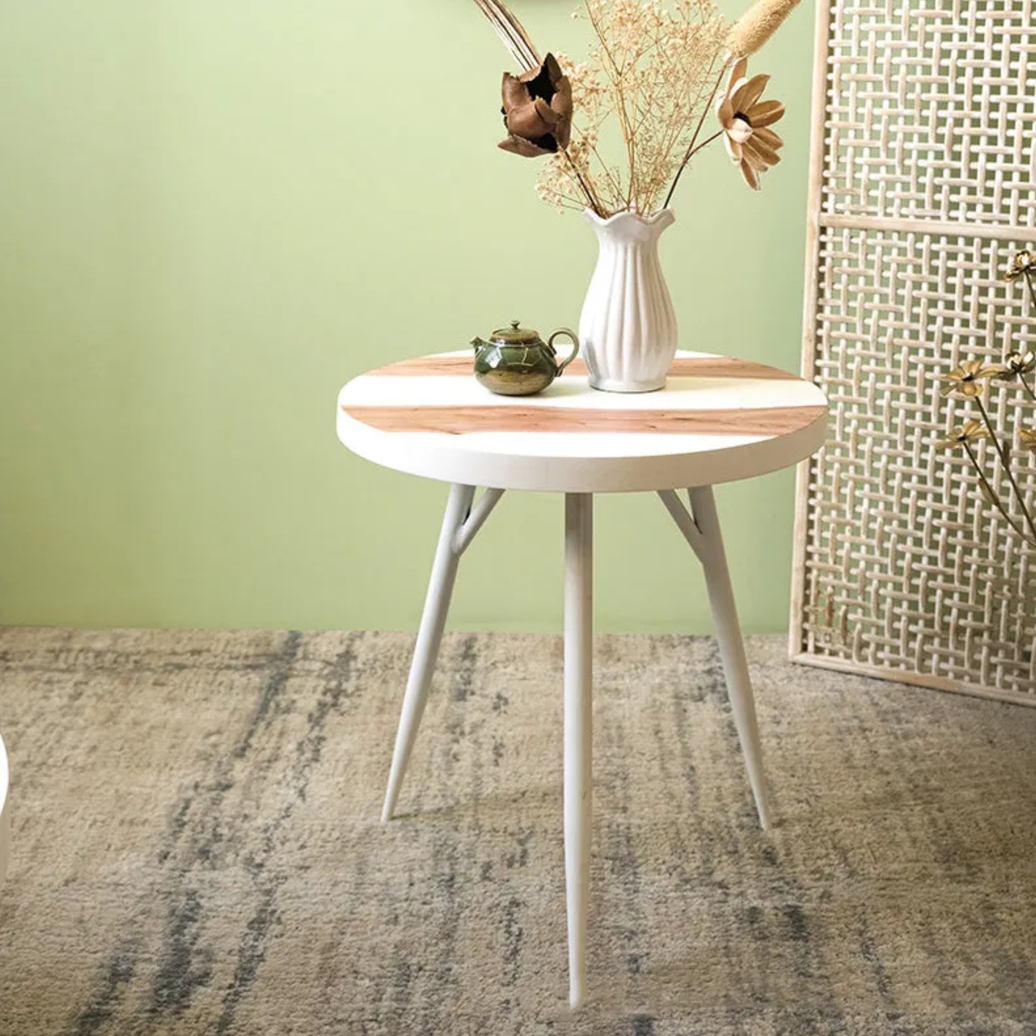 Nordic iron-leg end wood end & side tables in iron wood
