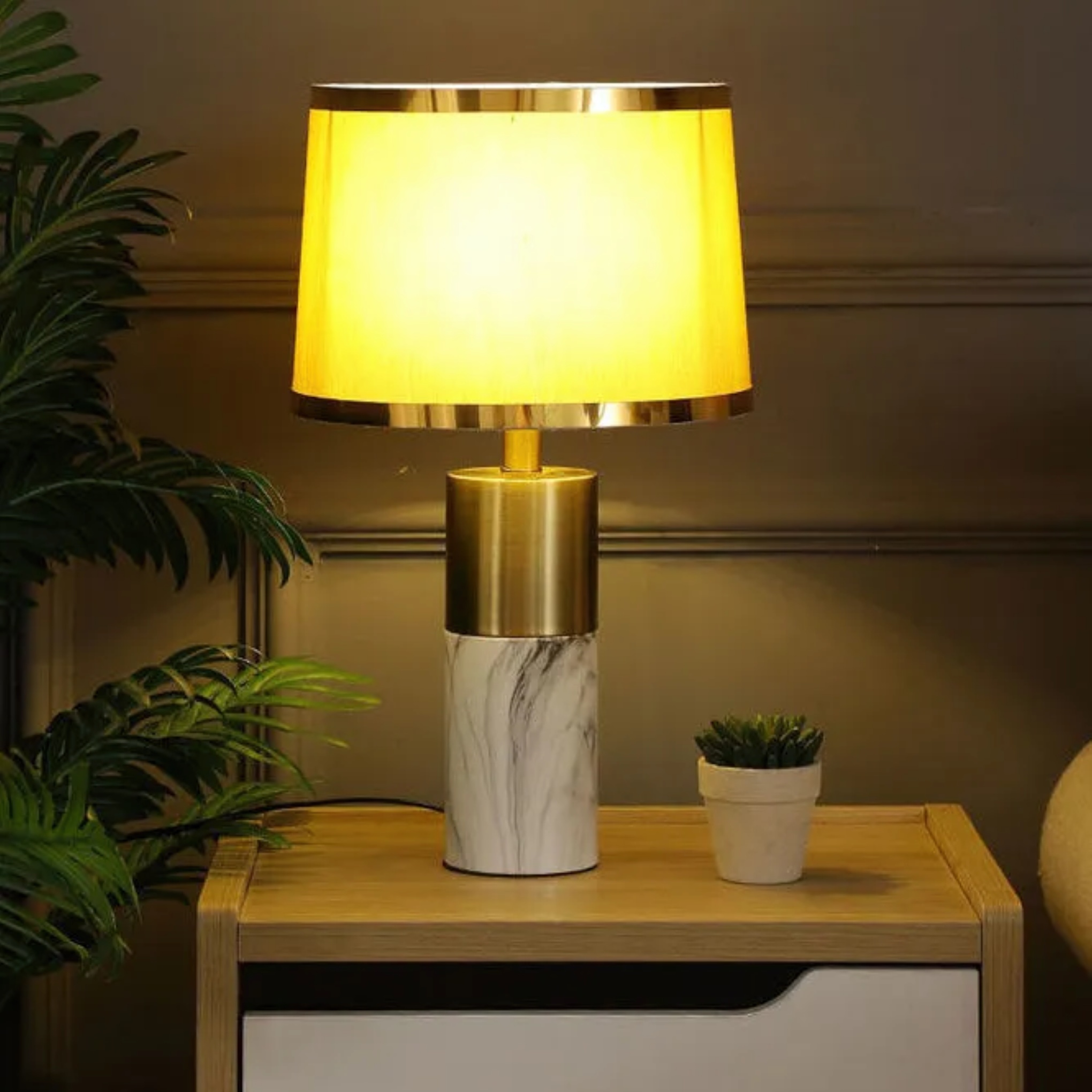 Red fabric touch column table lamps - nordic — Push Button Switch / Brushed Gold / 110V-120V (US/CA