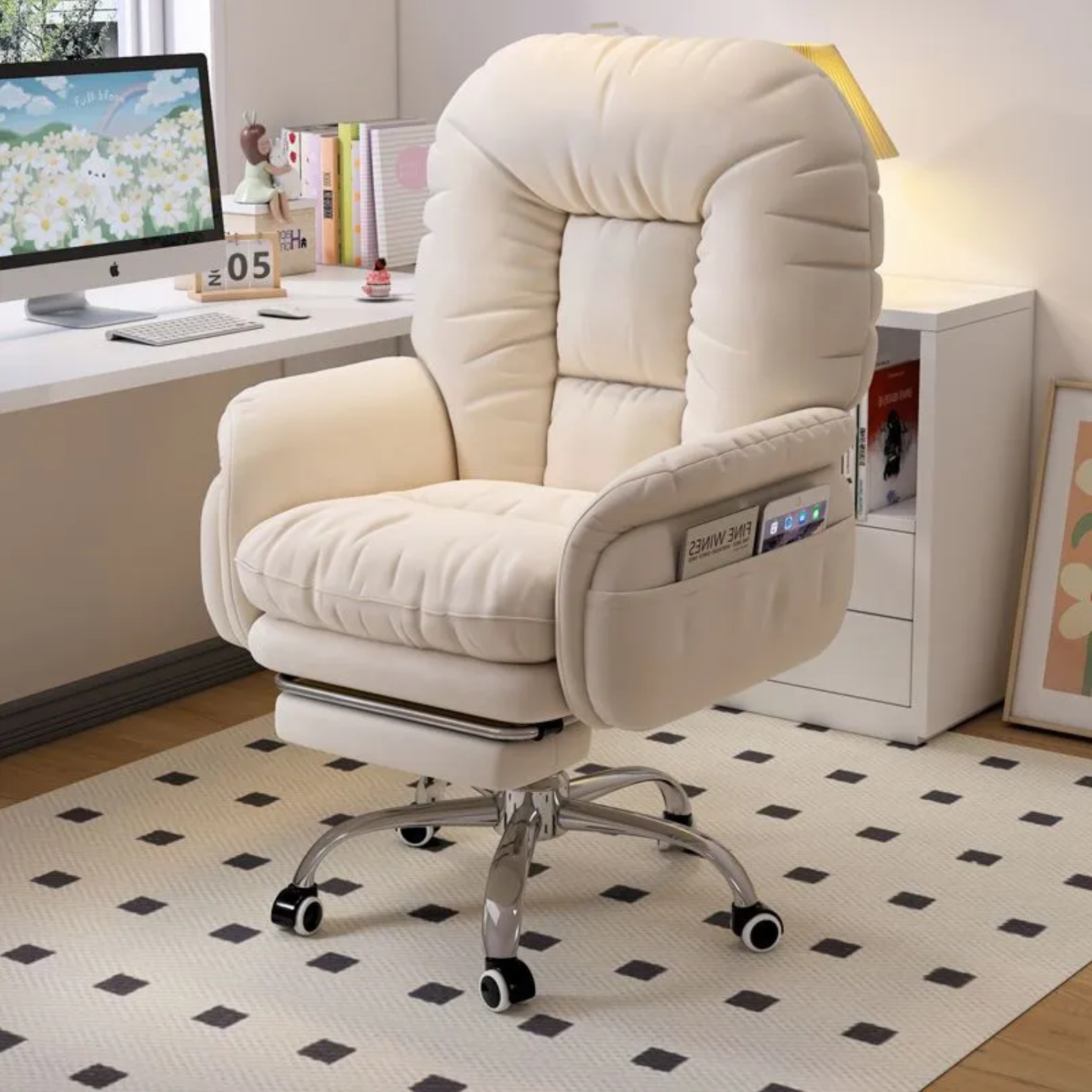 Nordic upholstered desk white office chairs, Lighom