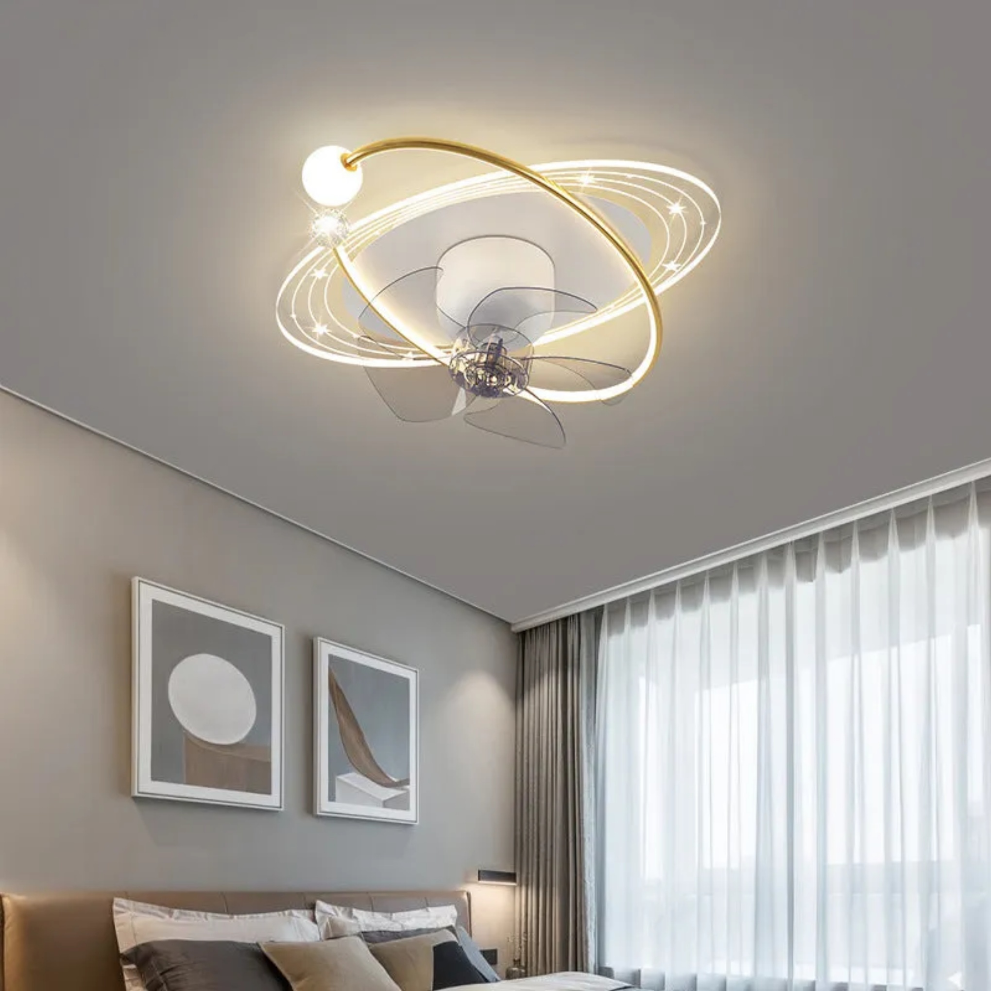 Nordic orb five-blade black ceiling fans — Oval / 110V-120V (US/CA) / Matte Black