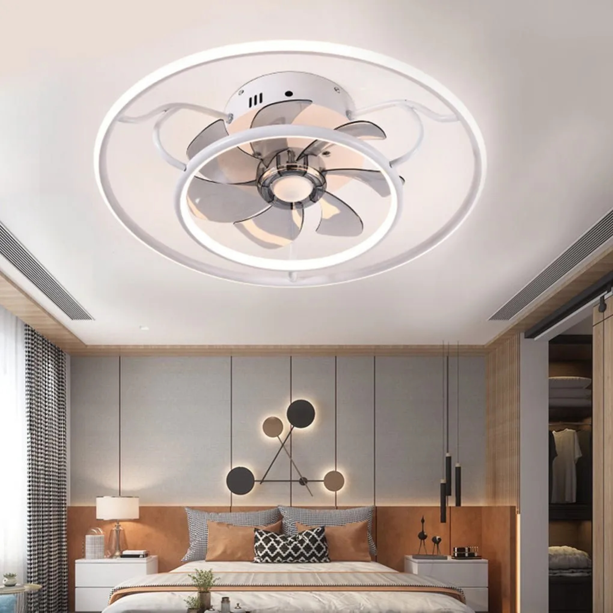 Lighom frequency synthetic ceiling fans for hallway or bedroom — White