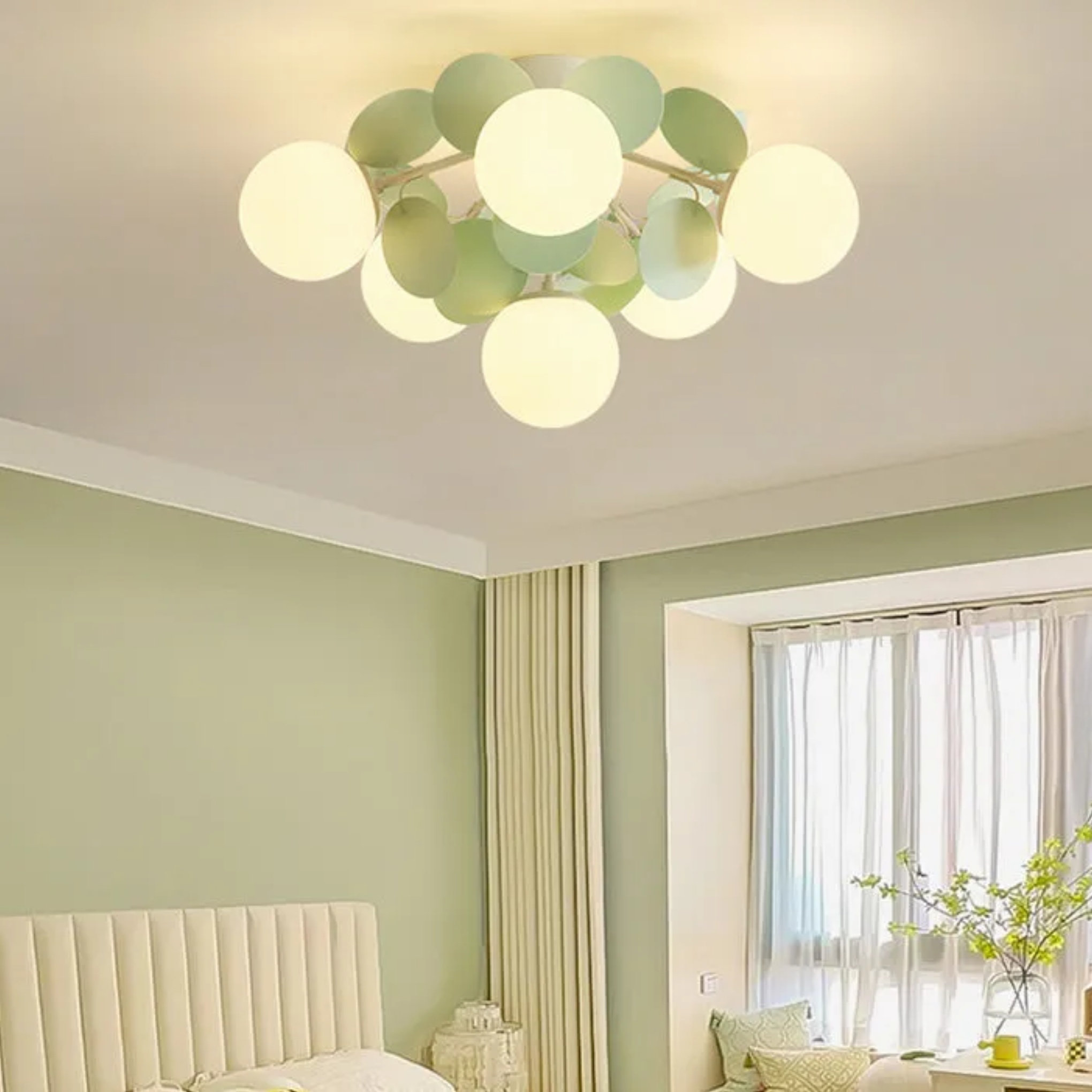 Green iron ball semi-flush mount light - nordic — 4-Light / 110V-120V (US/CA
