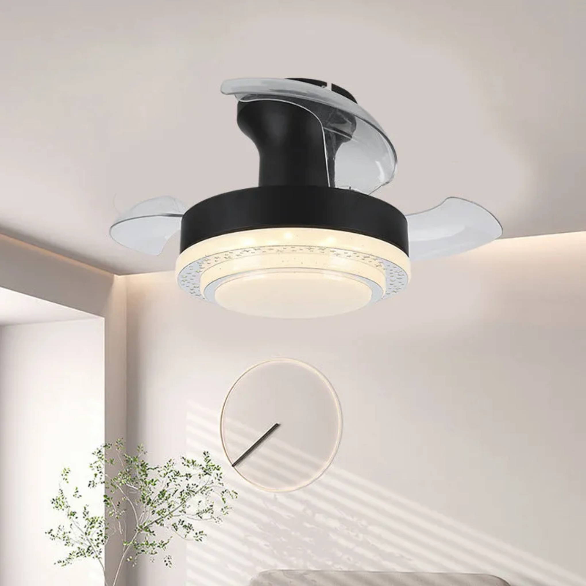 Black iron texture ceiling fans - nordic — Matte Black / 110V-120V (US/CA)