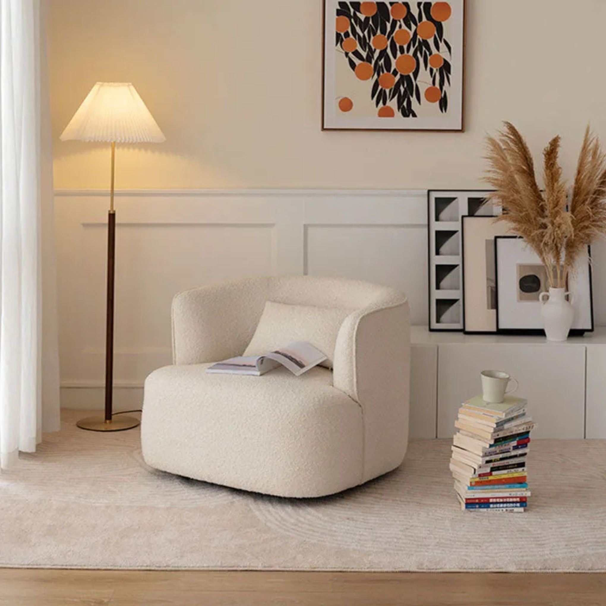 Lighom nordic lambswool backrest white sofas