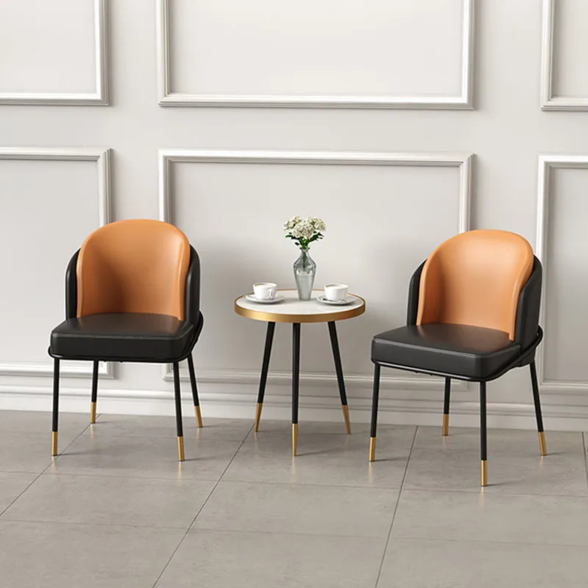 Lighom wraparound leather dining chairs & benches for dining room — Black & Gray - Fabric