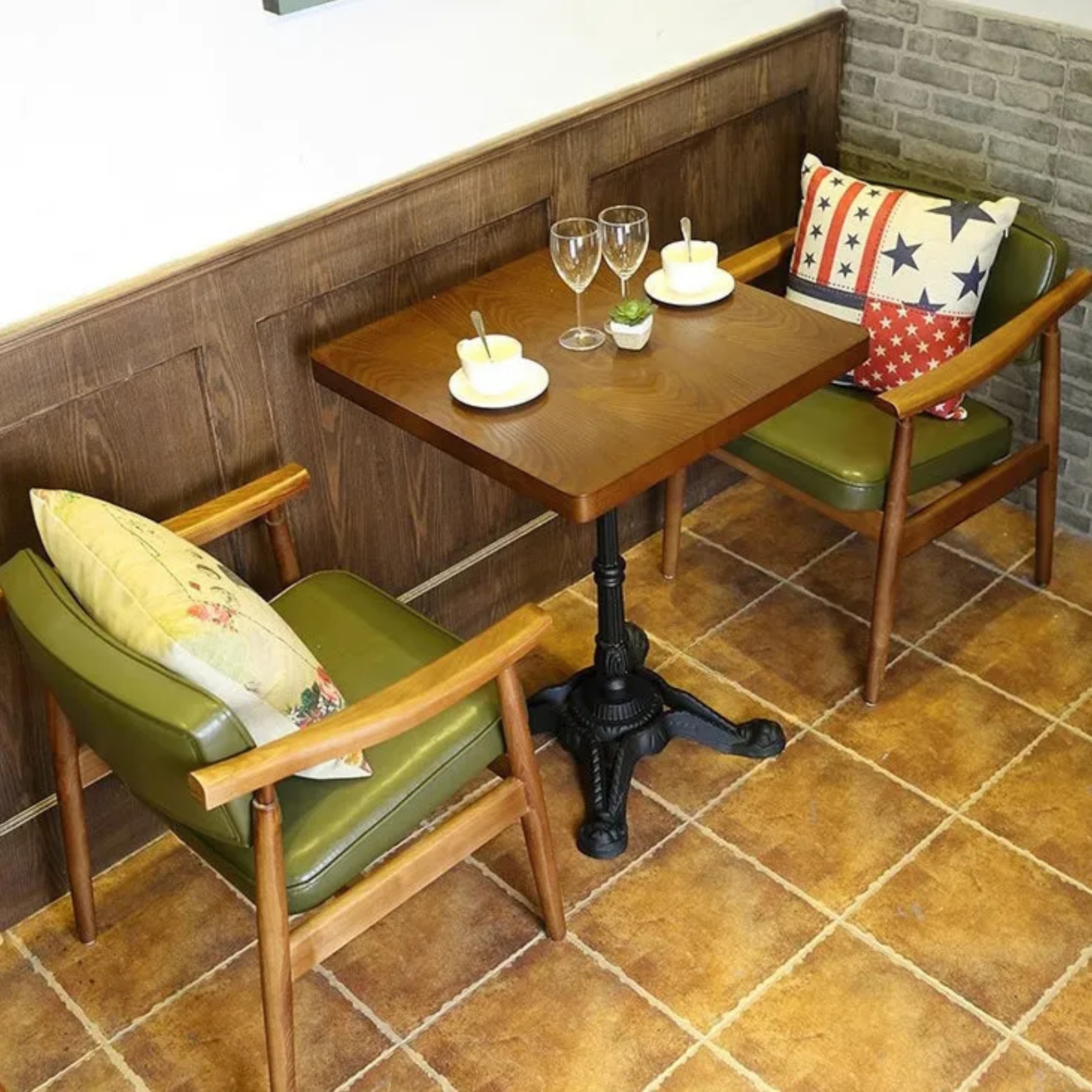 Nordic rectangular dining chairs & benches in leather wood