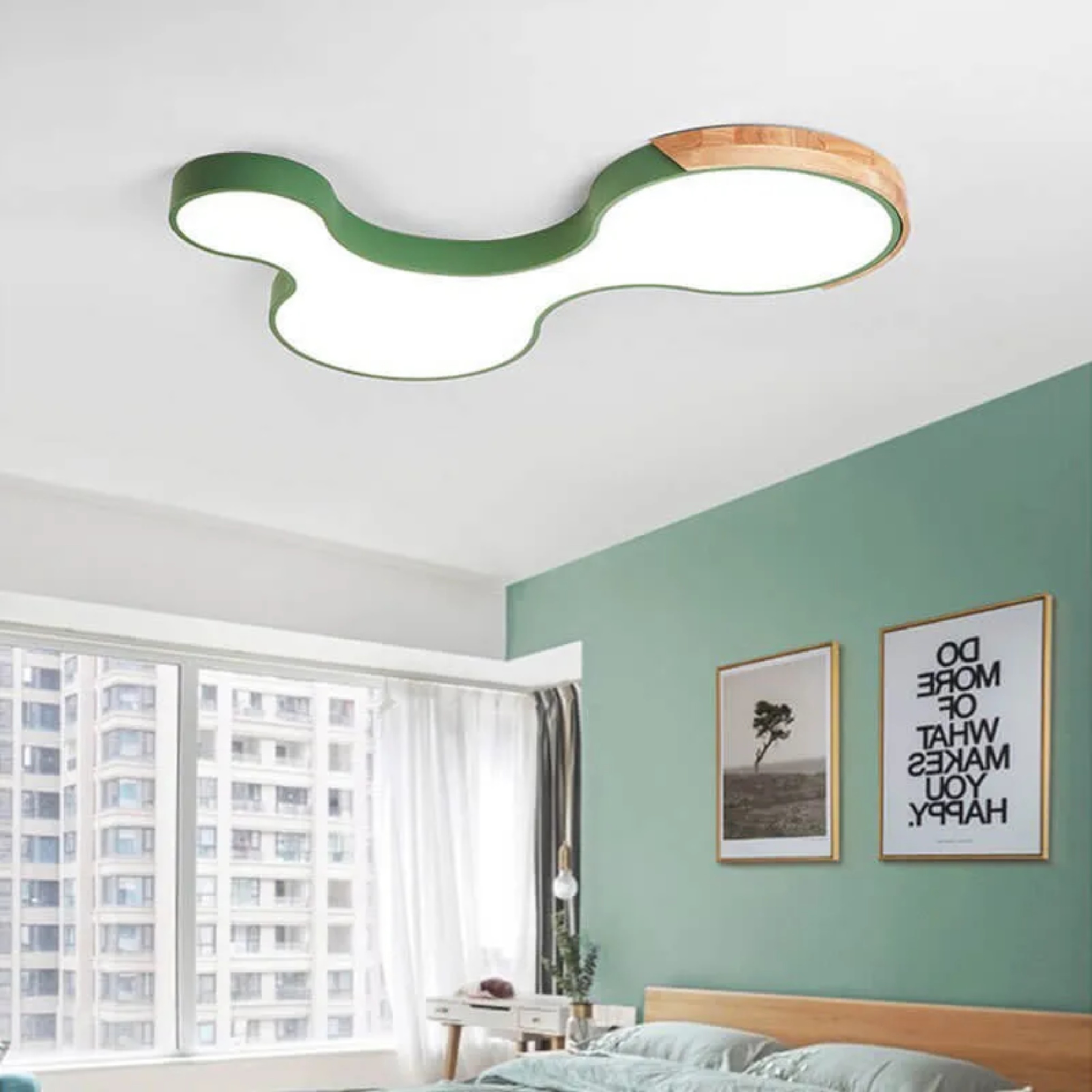 Lighom block macaron acrylic flush mount lighting for living room — 15.35" H x 22.83" Dia / Cool White (6000K) / Gray