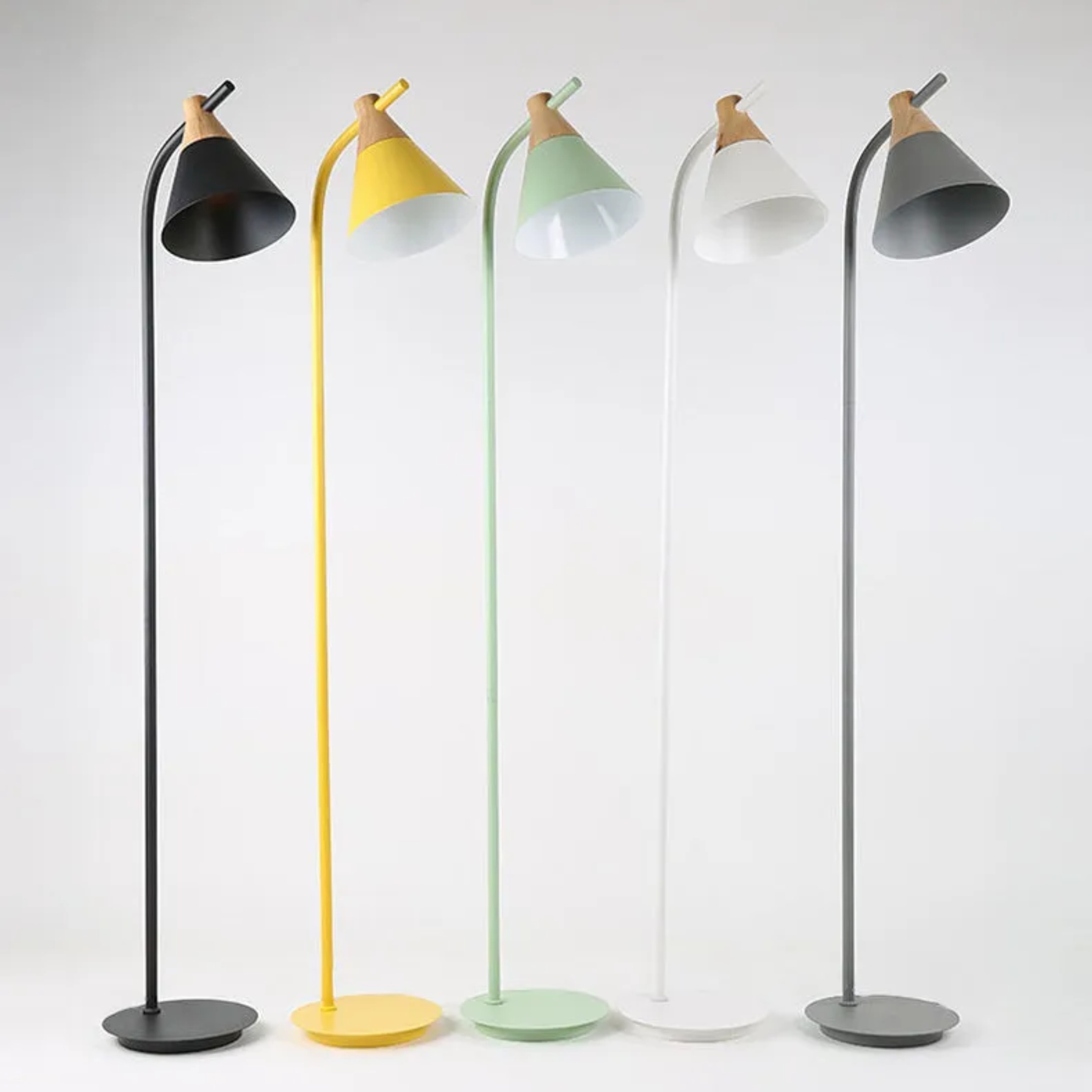 Gray creative macaron cone floor lamps — Matte Black / 110V-120V (US/CA)