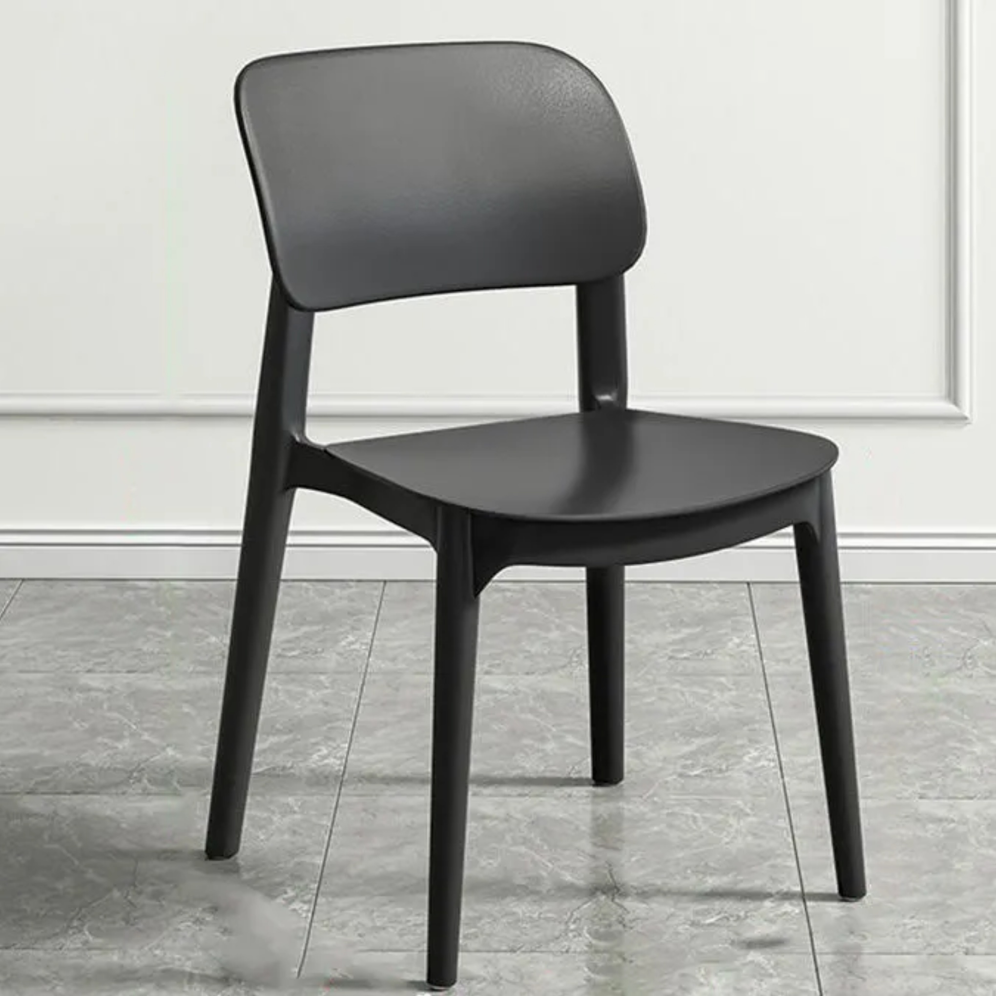 Nordic macaron stackable black dining chairs & benches