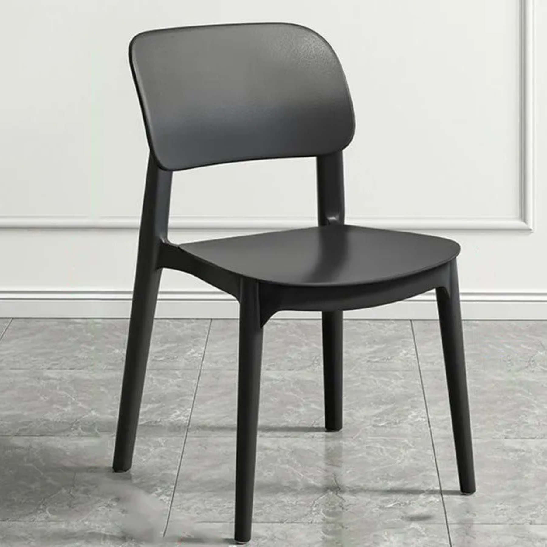 Nordic macaron stackable black dining chairs & benches
