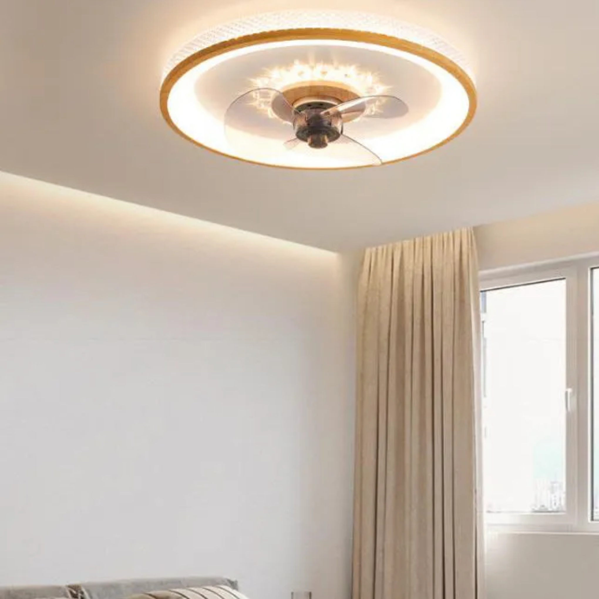 Nordic grain walnut acrylic ceiling fans, Lighom — Engineered Wood / 110V-120V (US/CA
