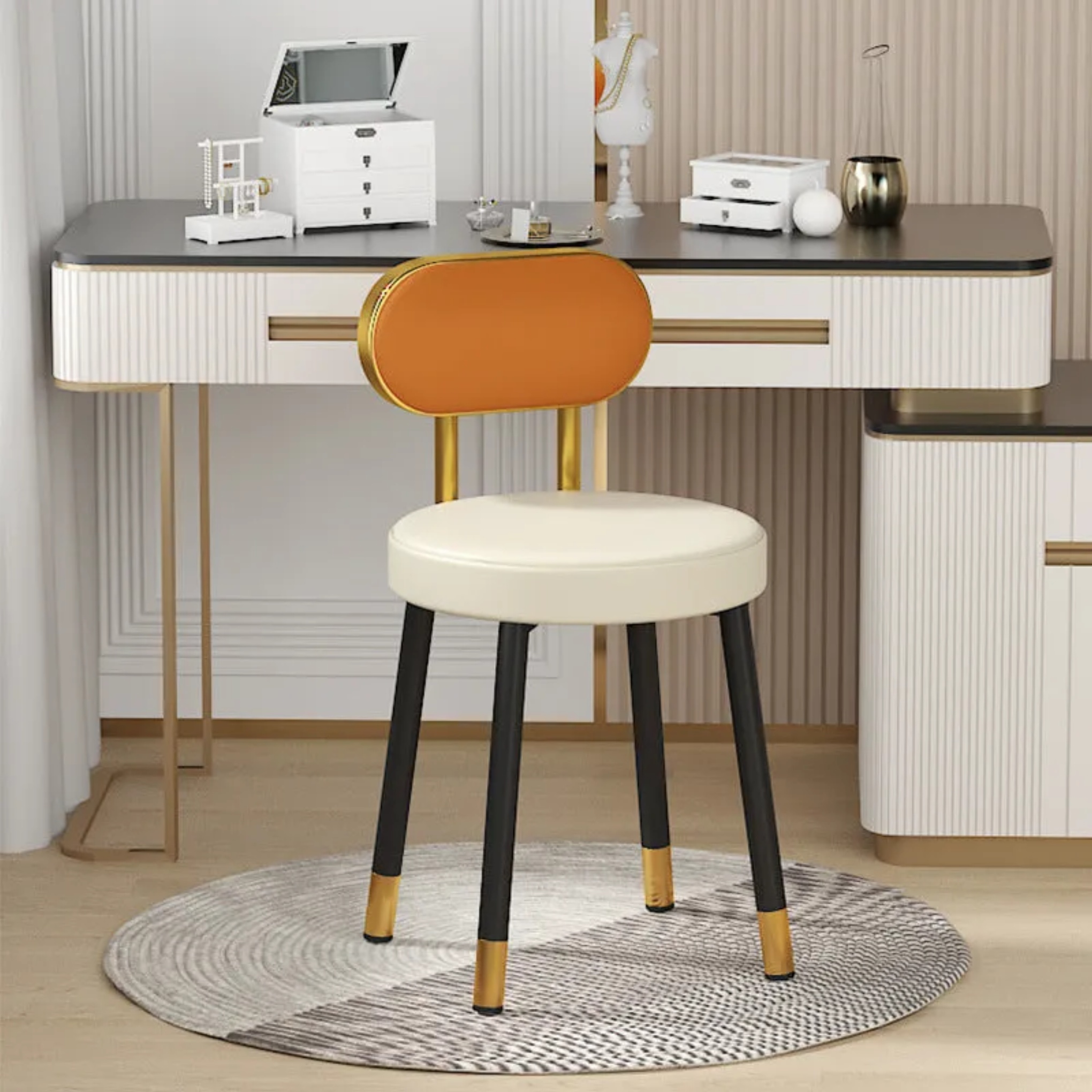 Lighom nordic vanity green vanity stools — Orange / Off White