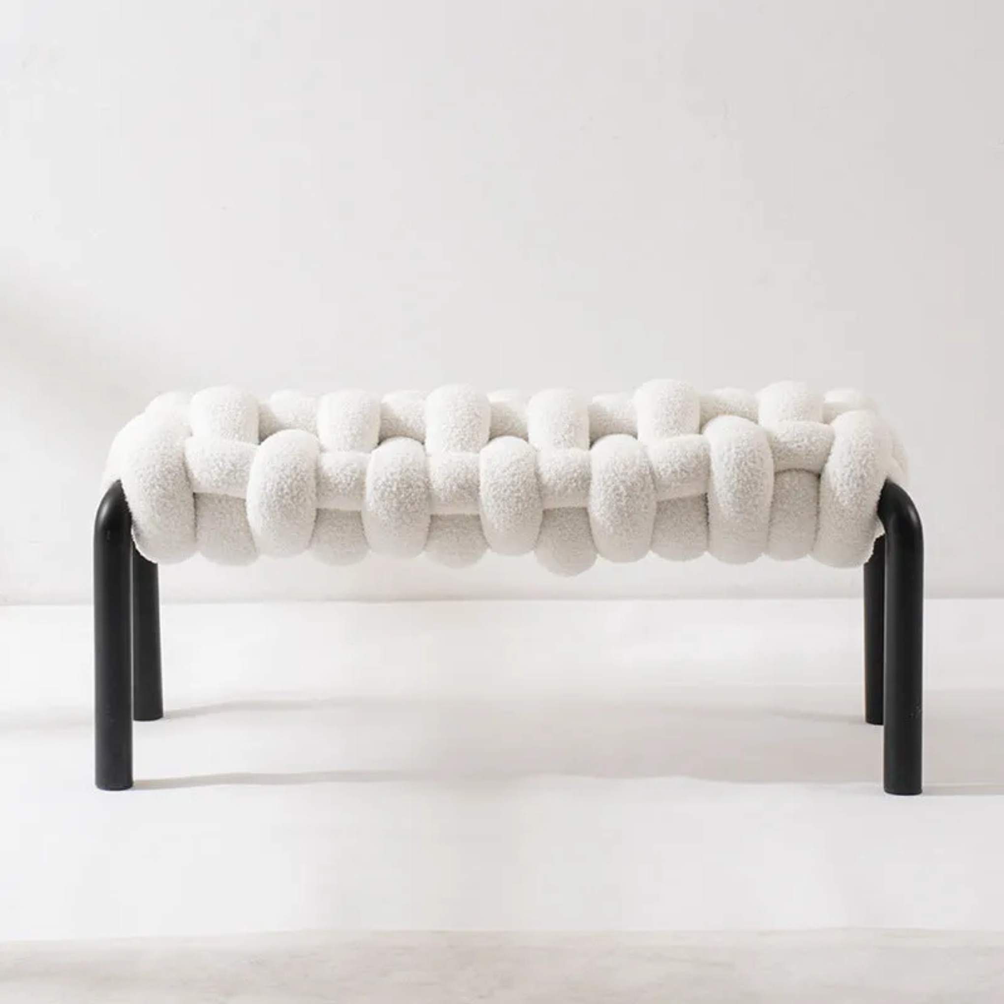 Nordic backless lambswool black shoe benches, Lighom